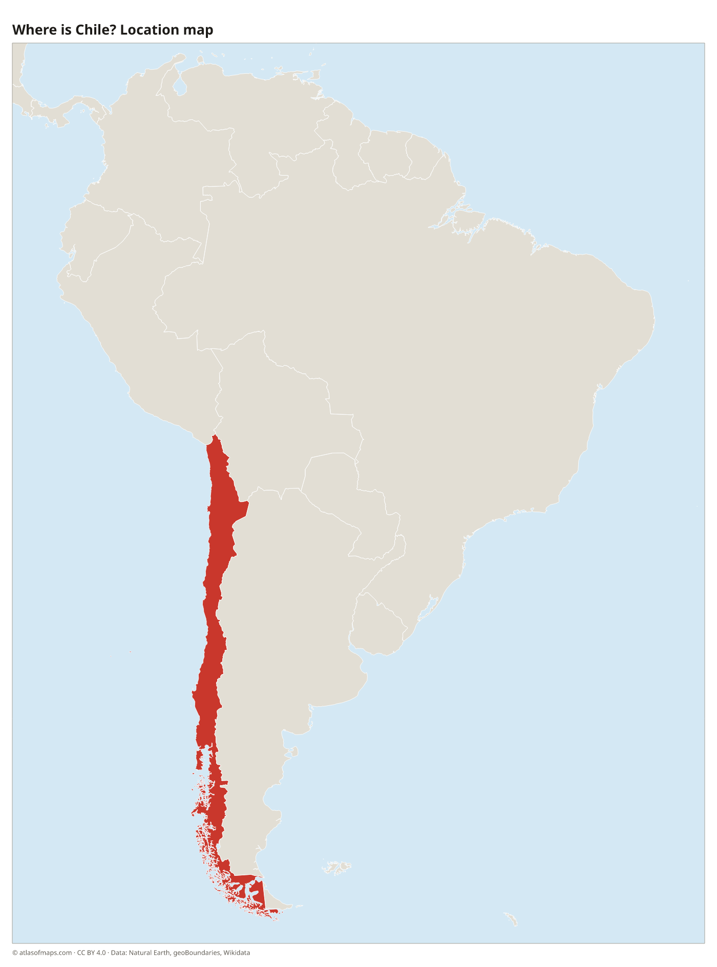 Where is Chile? Location map with Chile highlighted in red