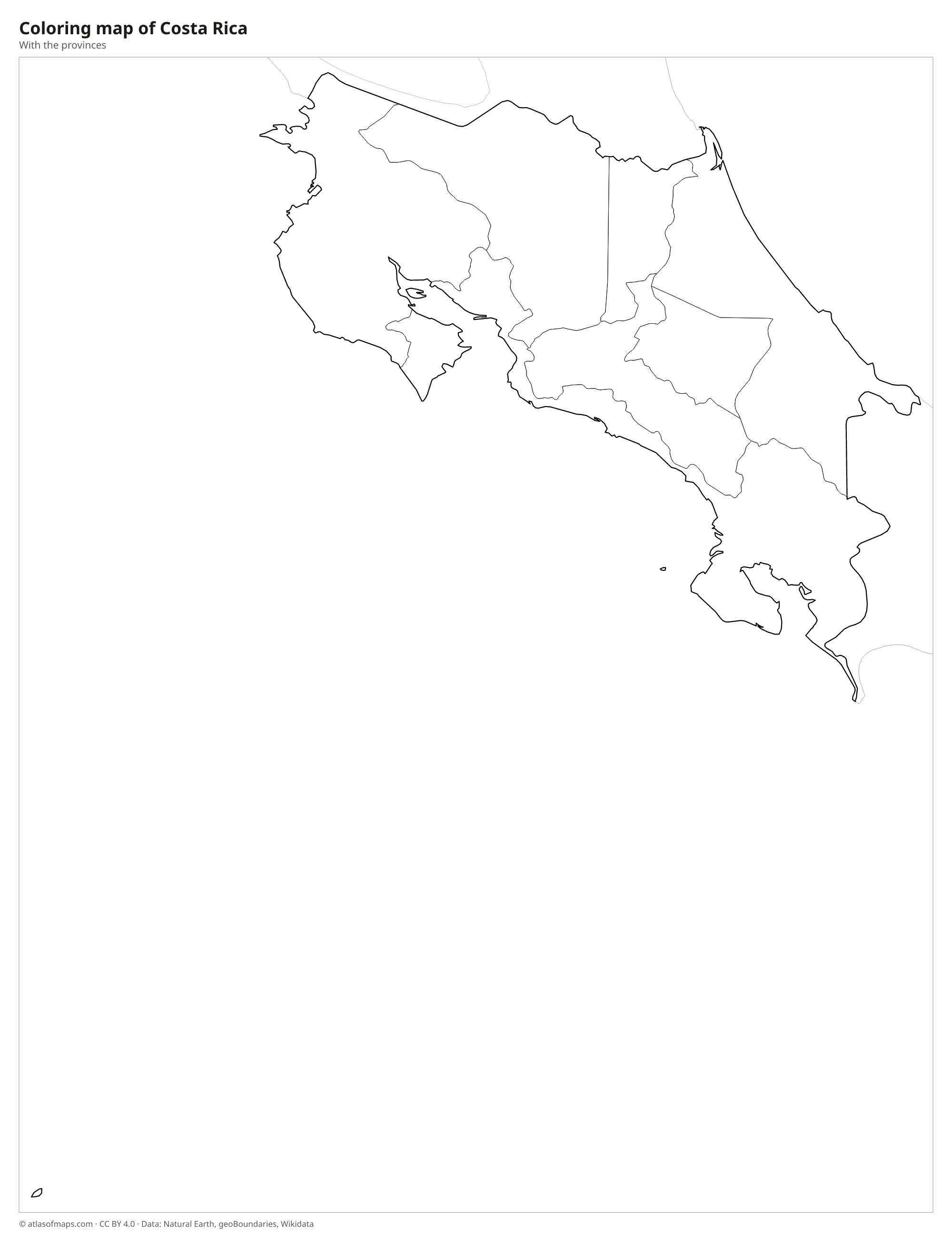 Coloring map of Costa Rica