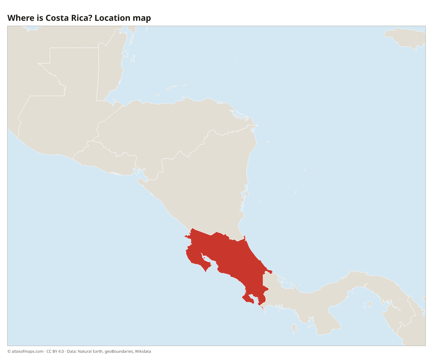 Where is Costa Rica? Location map with Costa Rica highlighted in red