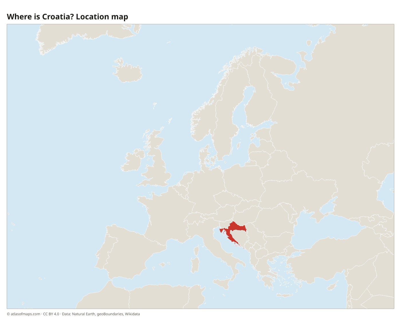 Where is Croatia? Location map with Croatia highlighted in red