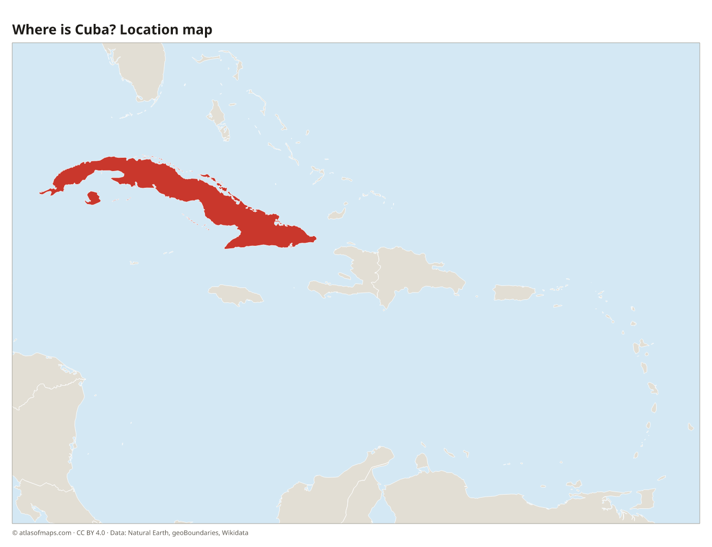 Where is Cuba? Location map with Cuba highlighted in red