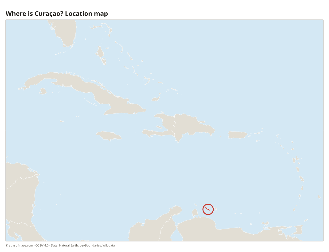 Where is Curaçao? Location map with Curaçao highlighted in red