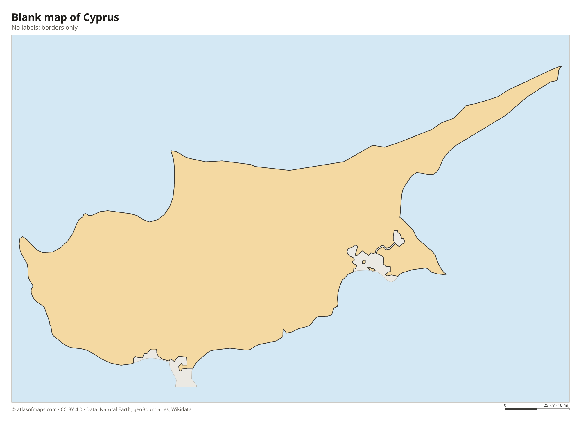 Blank outline map of Cyprus without labels