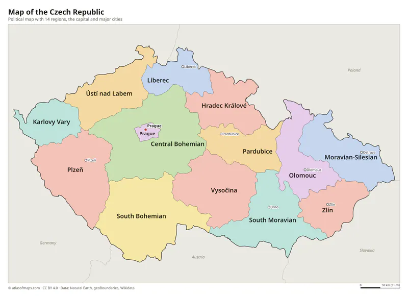 Map of the Czech Republic