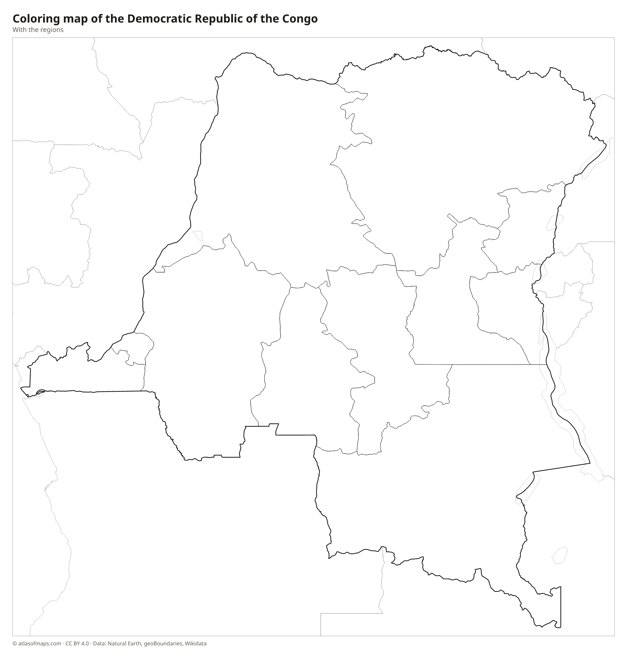 Coloring map of the Democratic Republic of the Congo