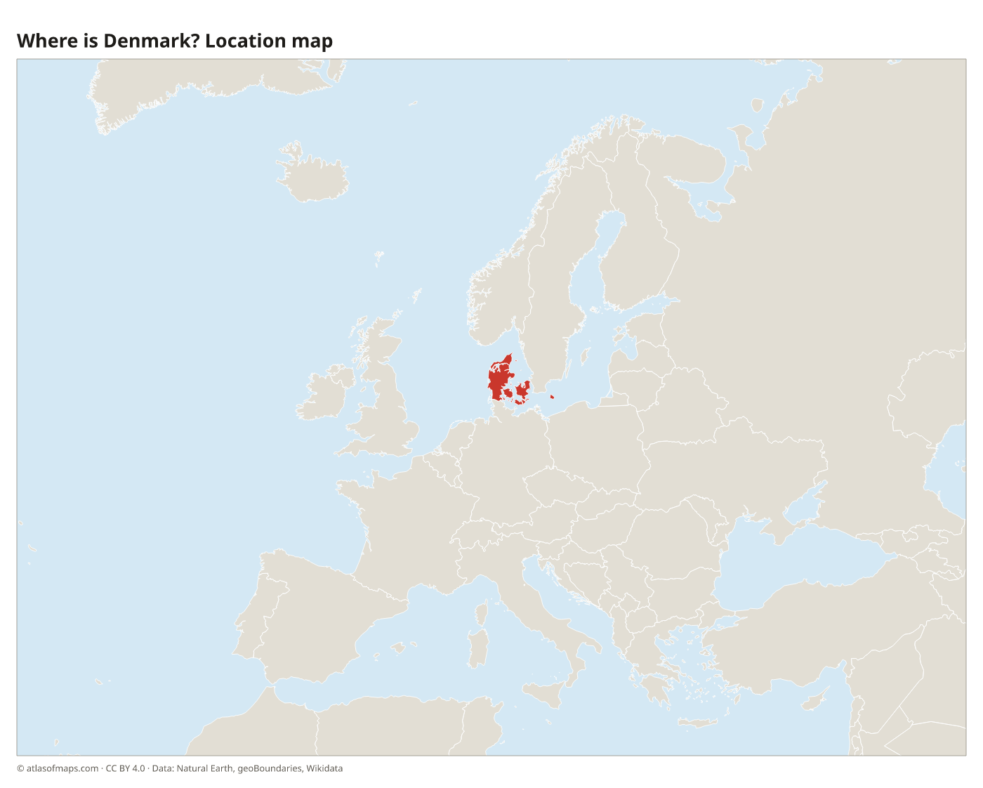 Where is Denmark? Location map with Denmark highlighted in red
