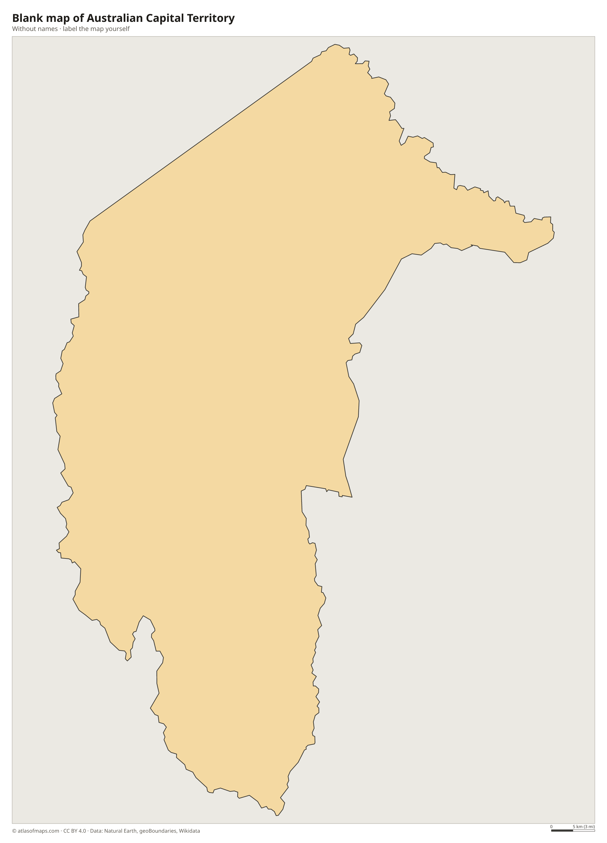 Blank map of Australian Capital Territory without names