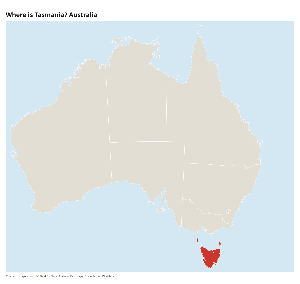 Location of Tasmania in Australia