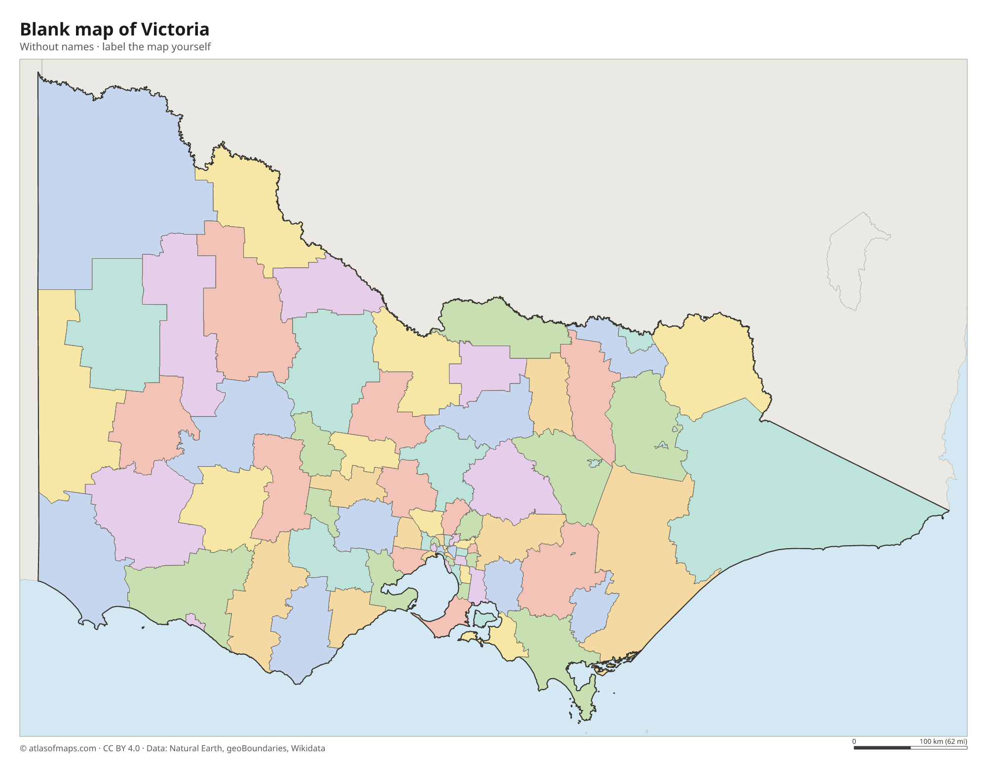 Blank map of Victoria without names