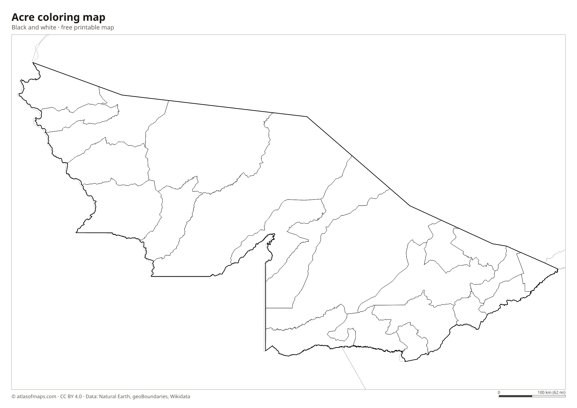 Black-and-white coloring map of Acre