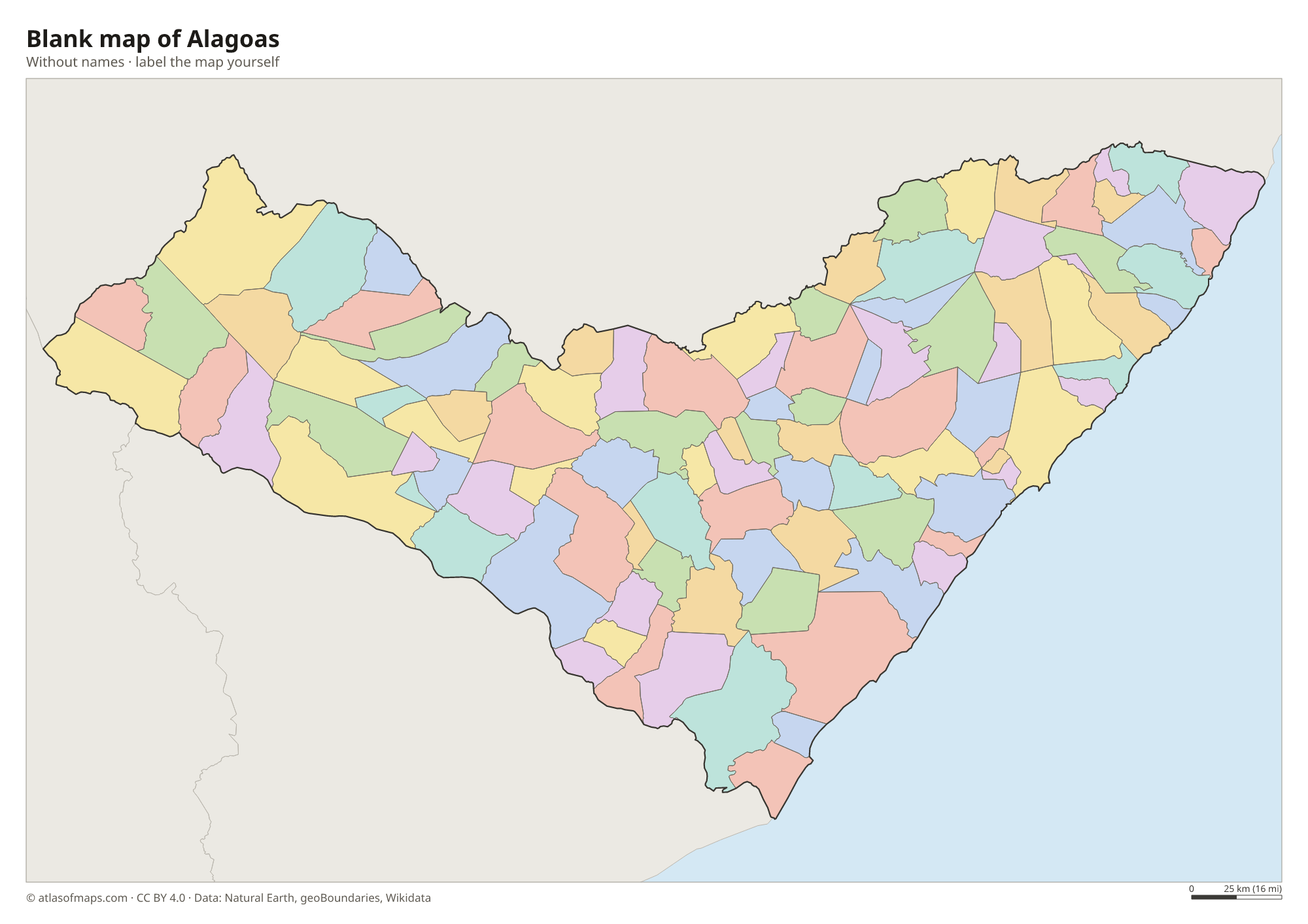 Blank map of Alagoas without names