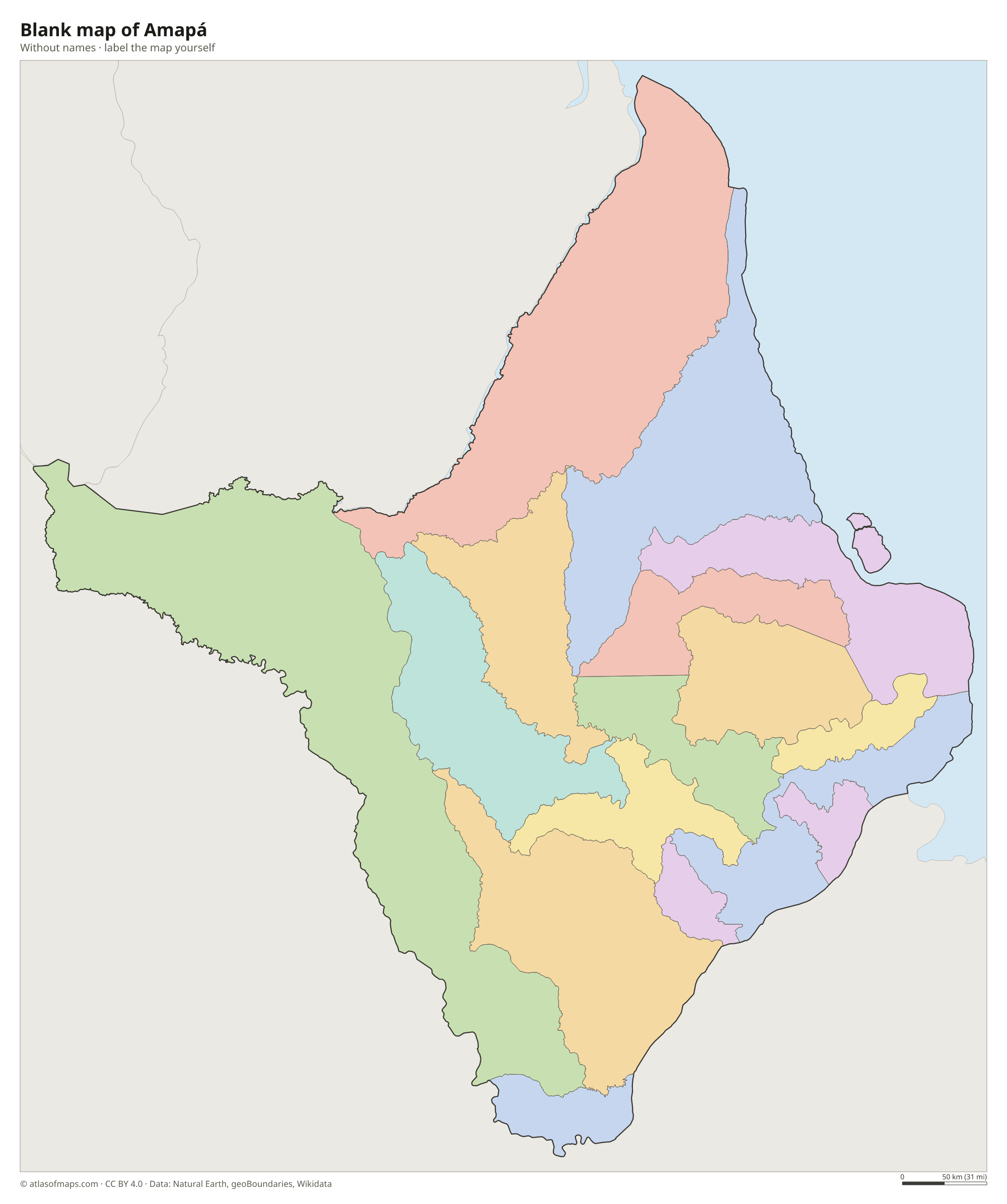 Blank map of Amapá without names