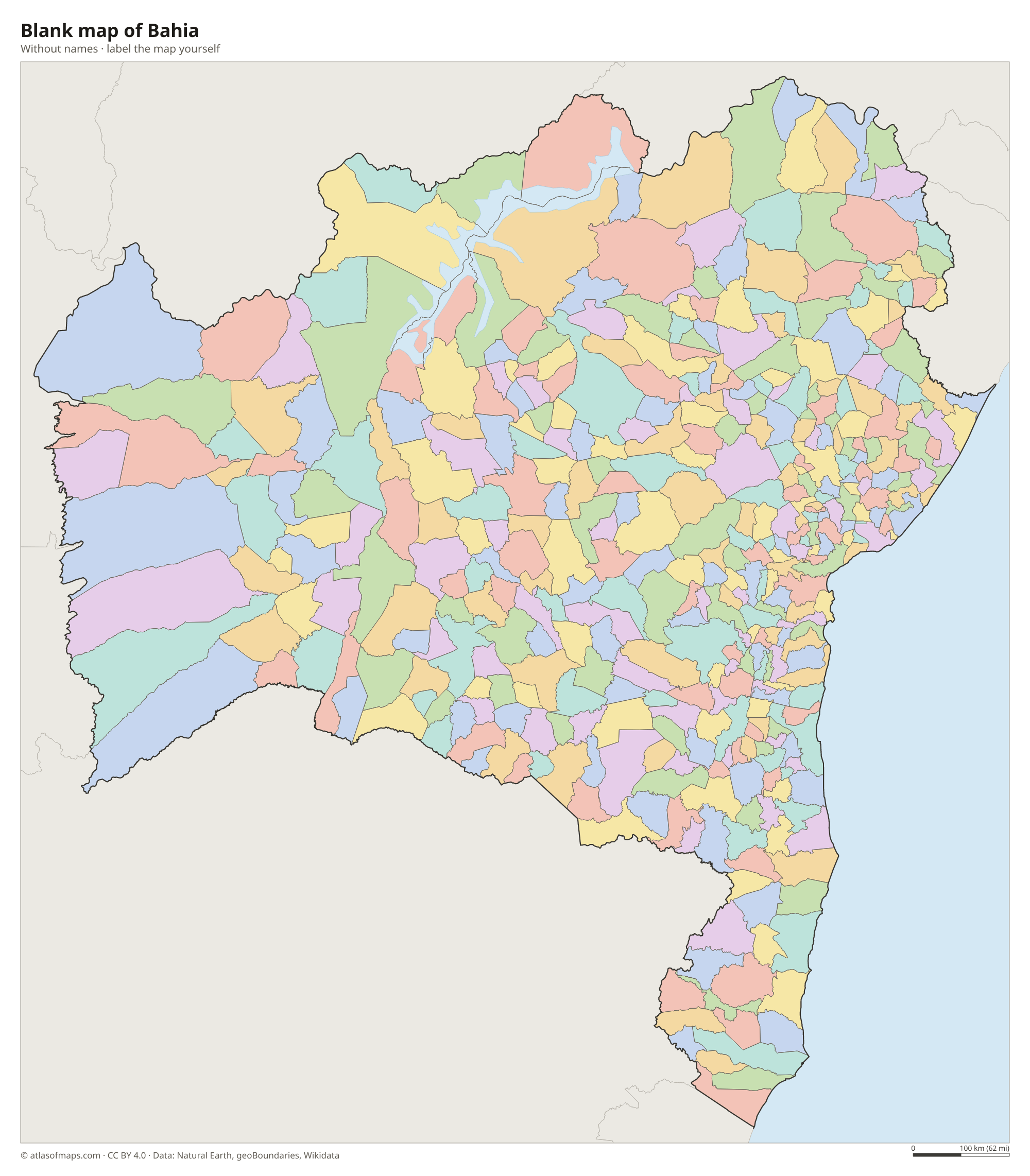 Blank map of Bahia without names