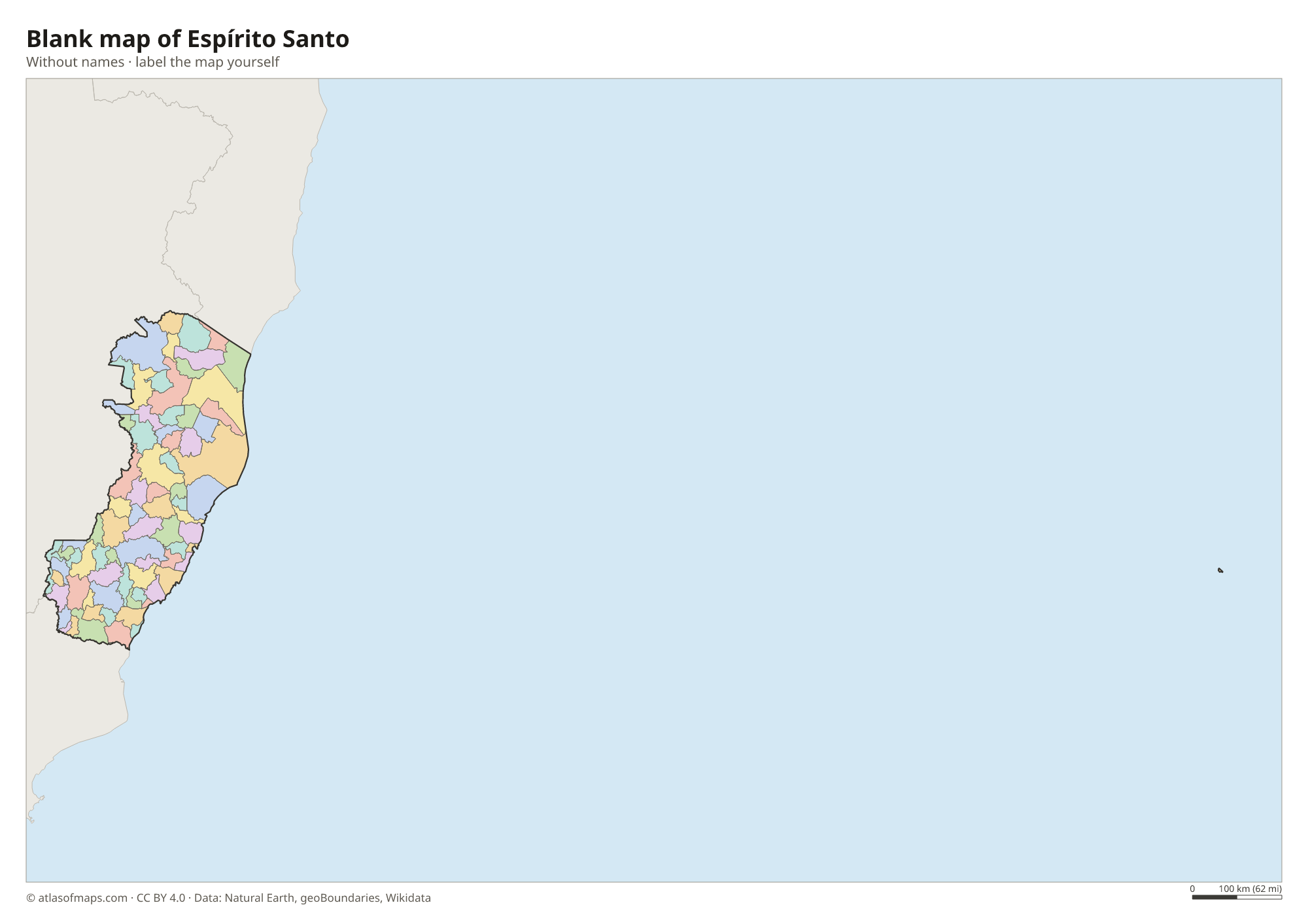 Blank map of Espírito Santo without names