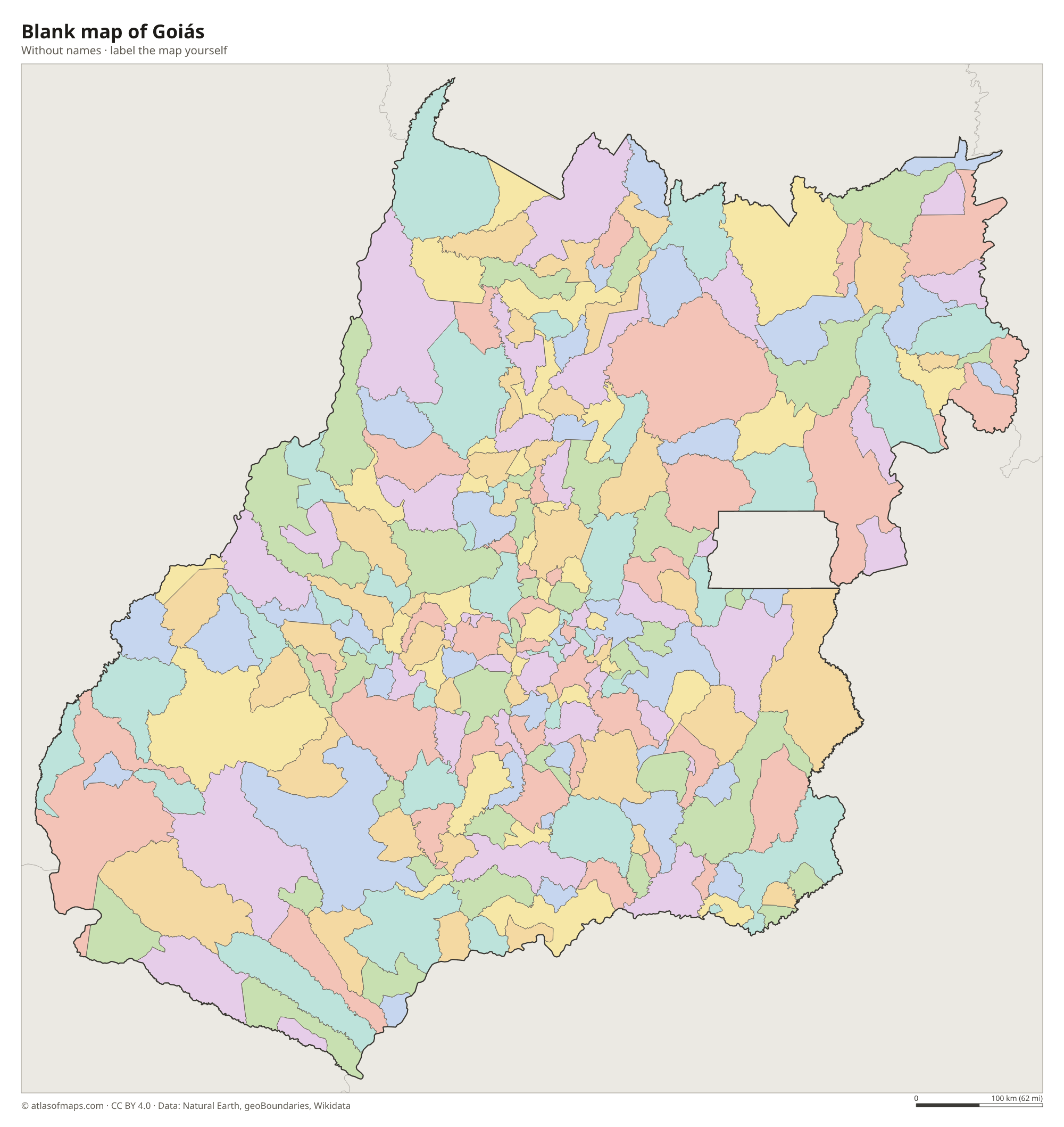 Blank map of Goiás without names