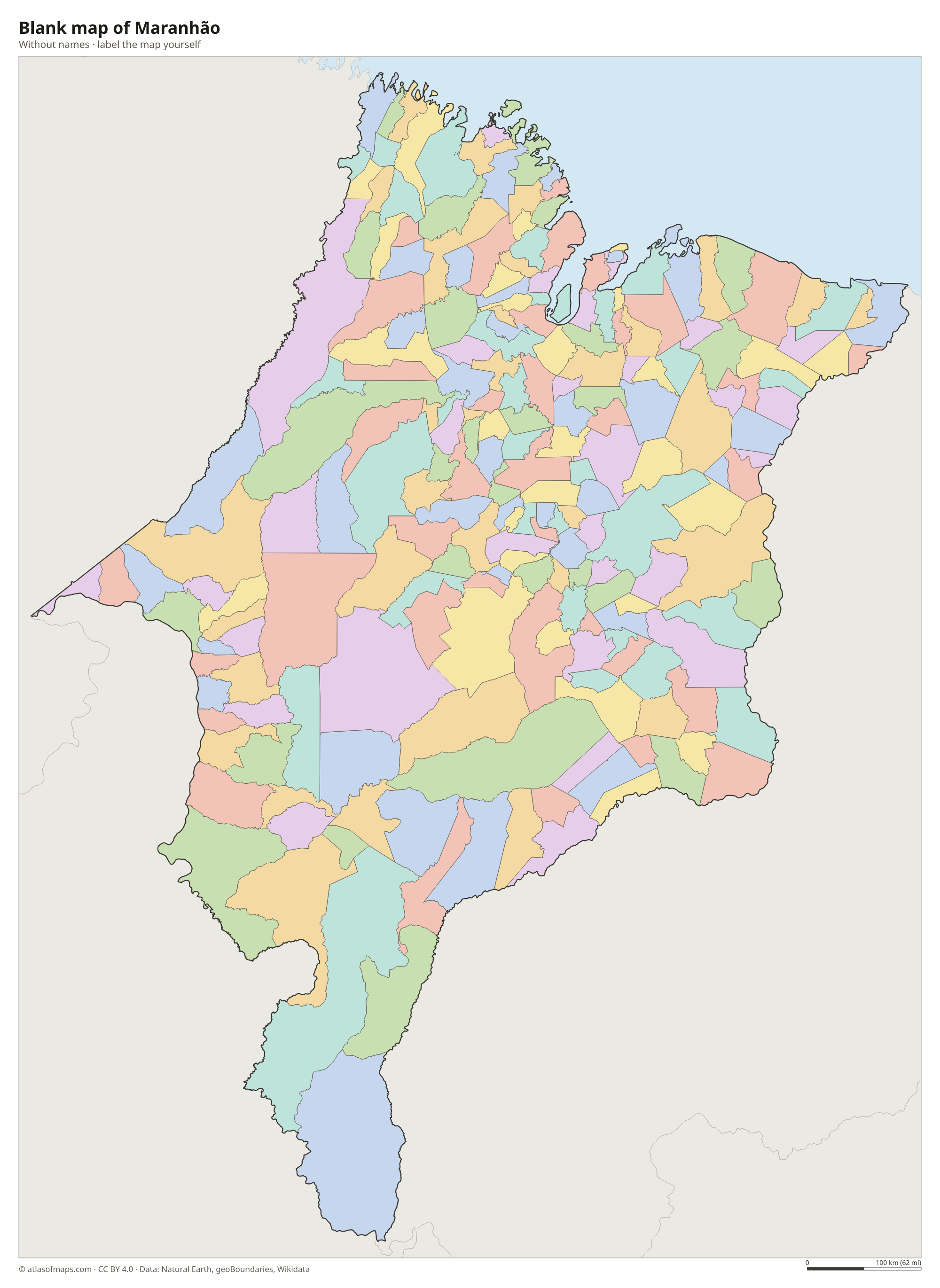 Blank map of Maranhão without names