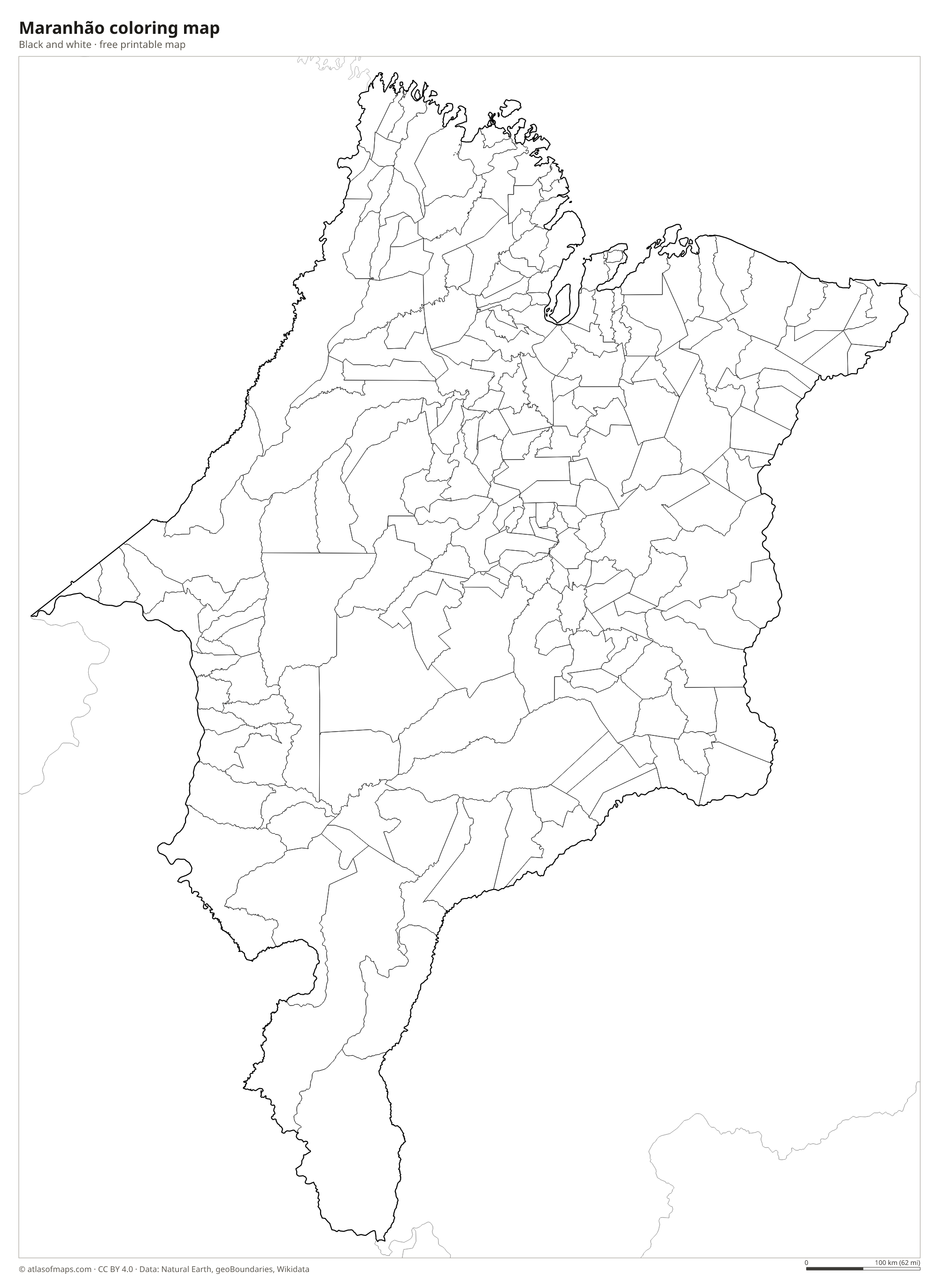 Black-and-white coloring map of Maranhão