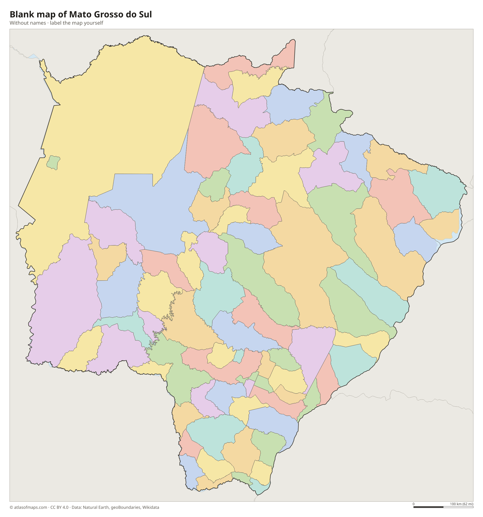 Blank map of Mato Grosso do Sul without names