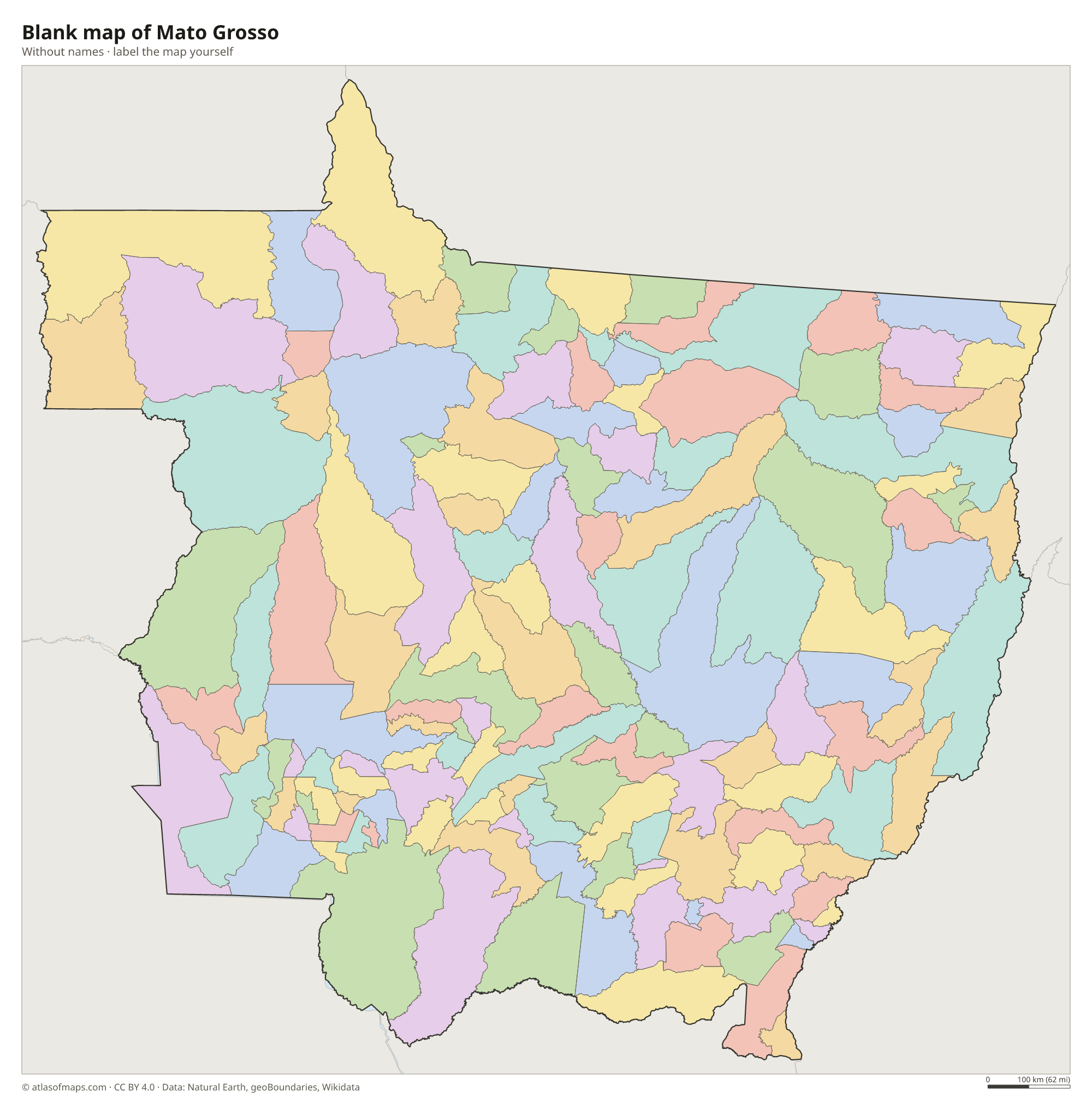 Blank map of Mato Grosso without names