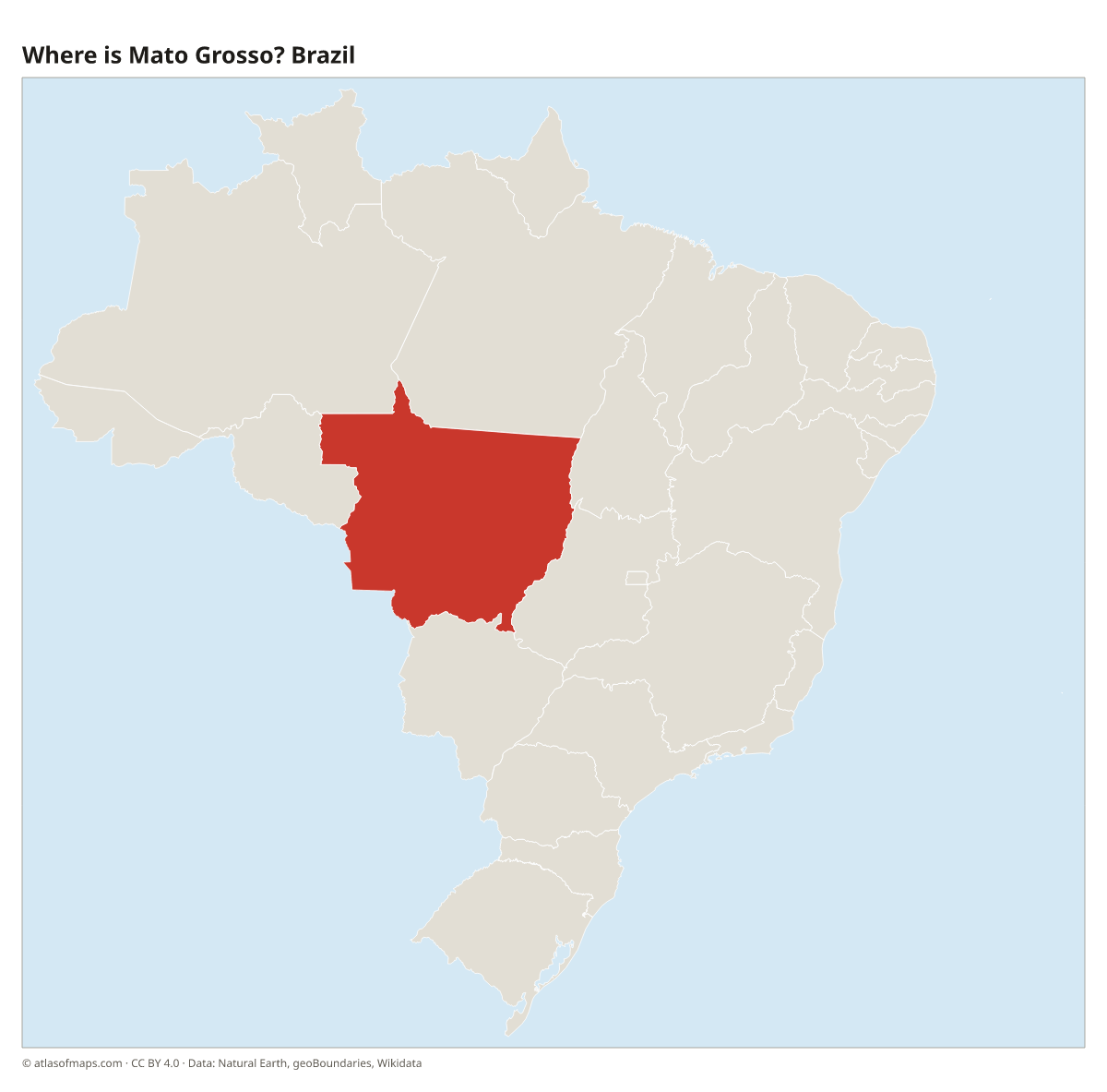 Location of Mato Grosso in Brazil