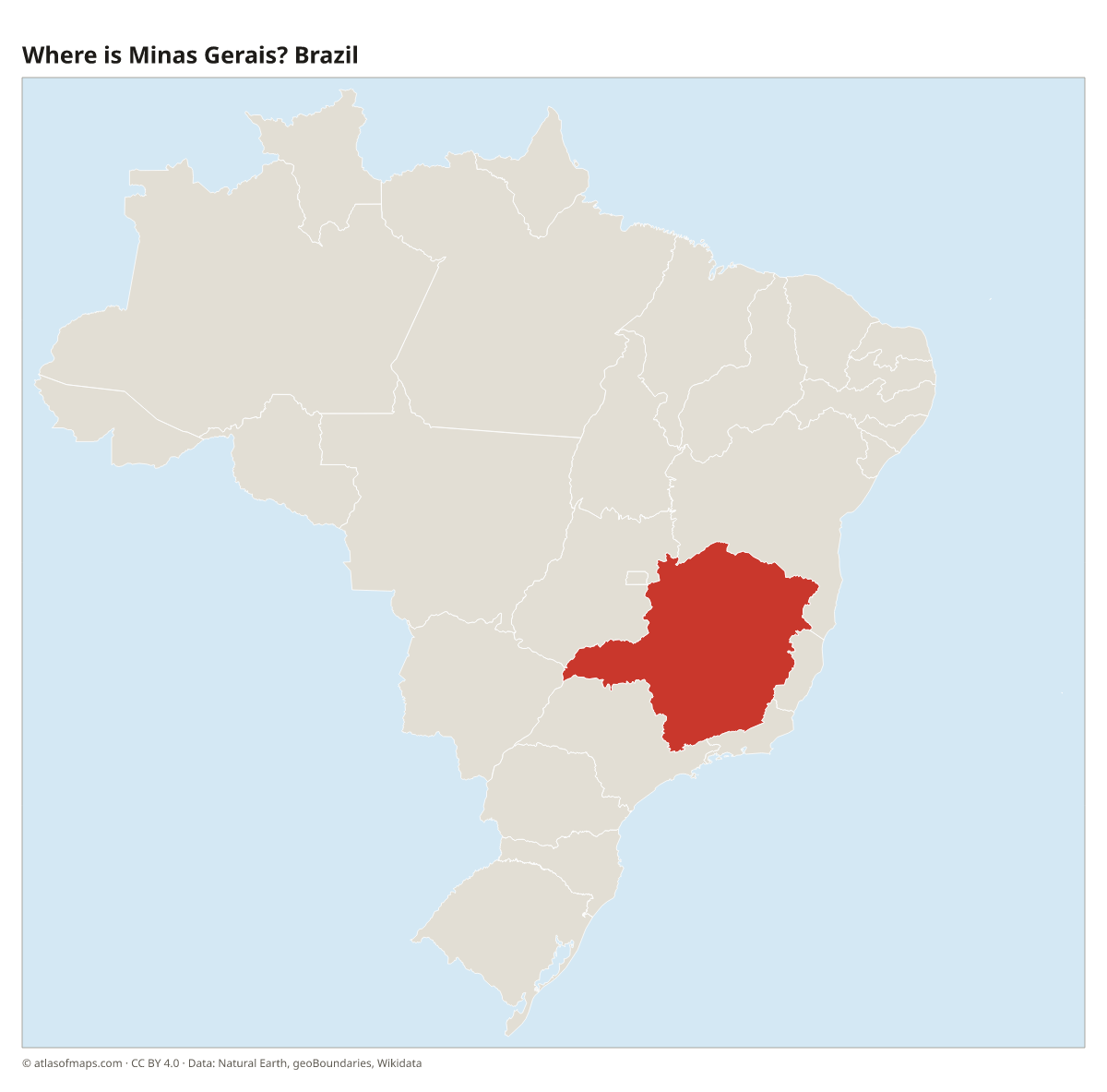 Location of Minas Gerais in Brazil
