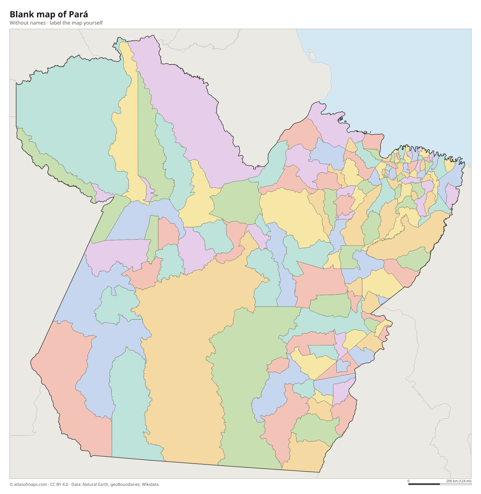 Blank map of Pará without names