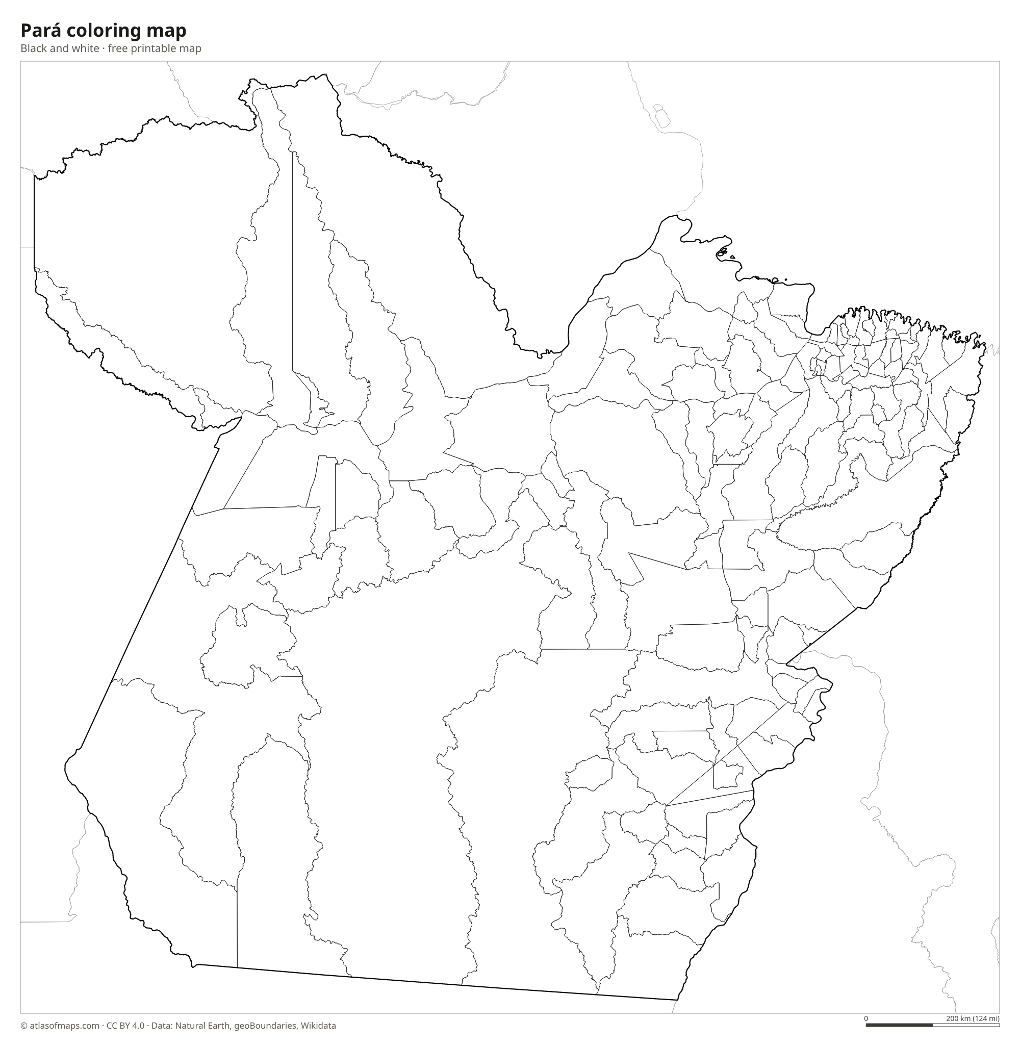 Black-and-white coloring map of Pará