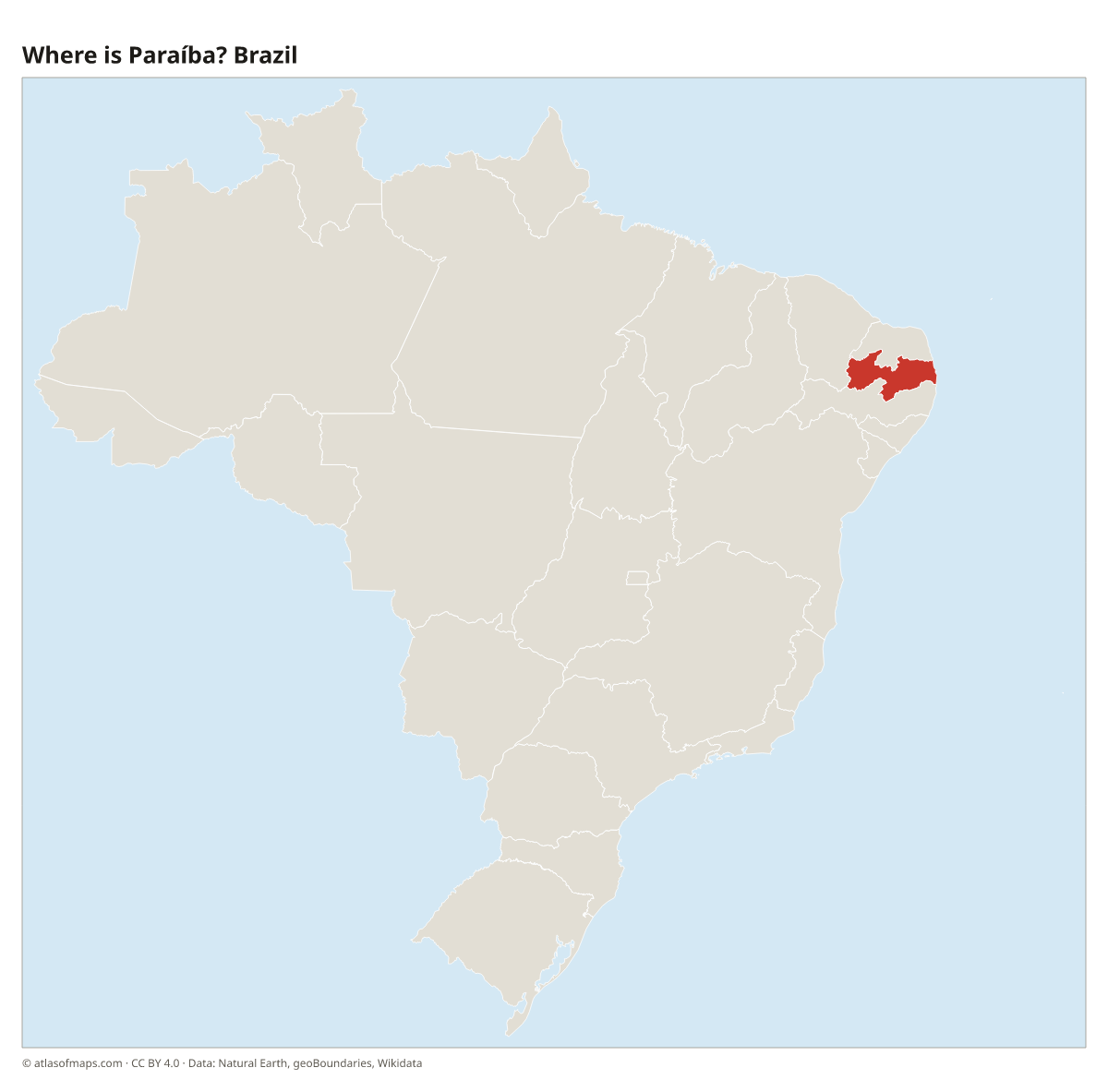 Location of Paraíba in Brazil