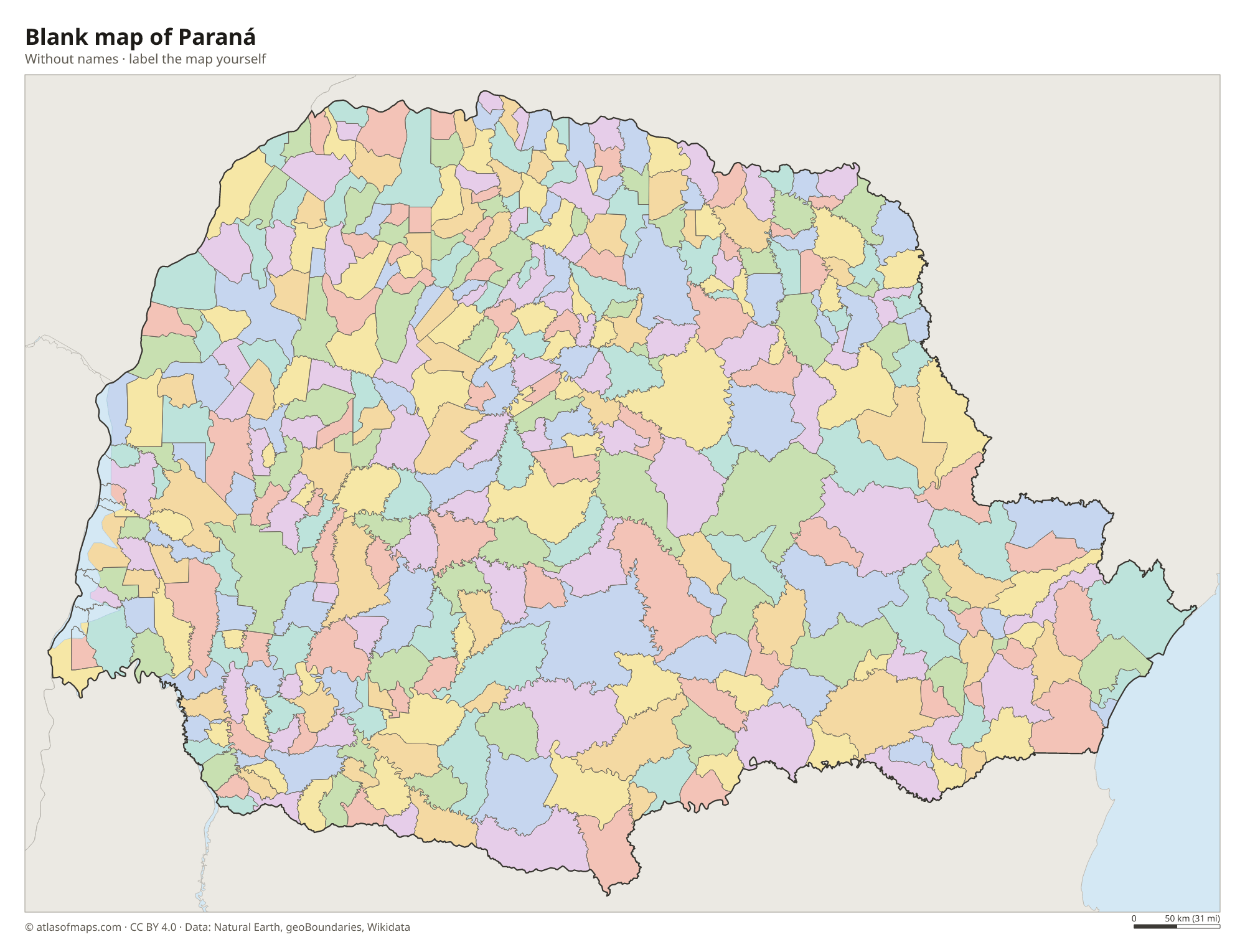 Blank map of Paraná without names