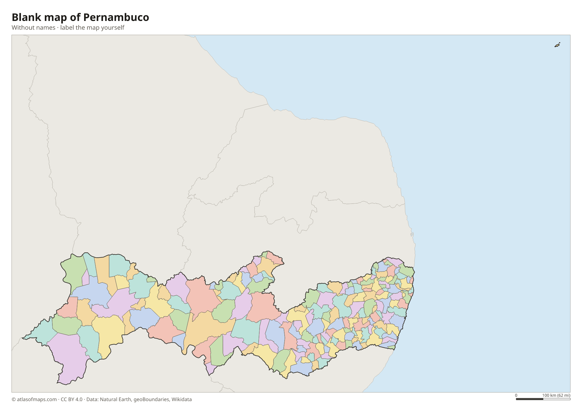 Blank map of Pernambuco without names