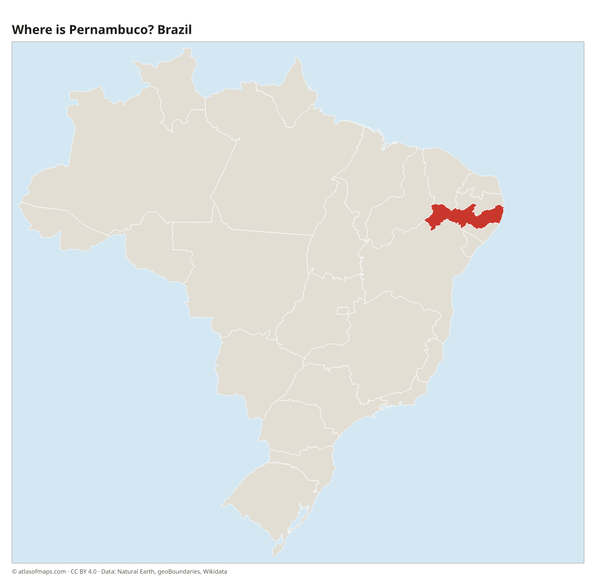 Location of Pernambuco in Brazil