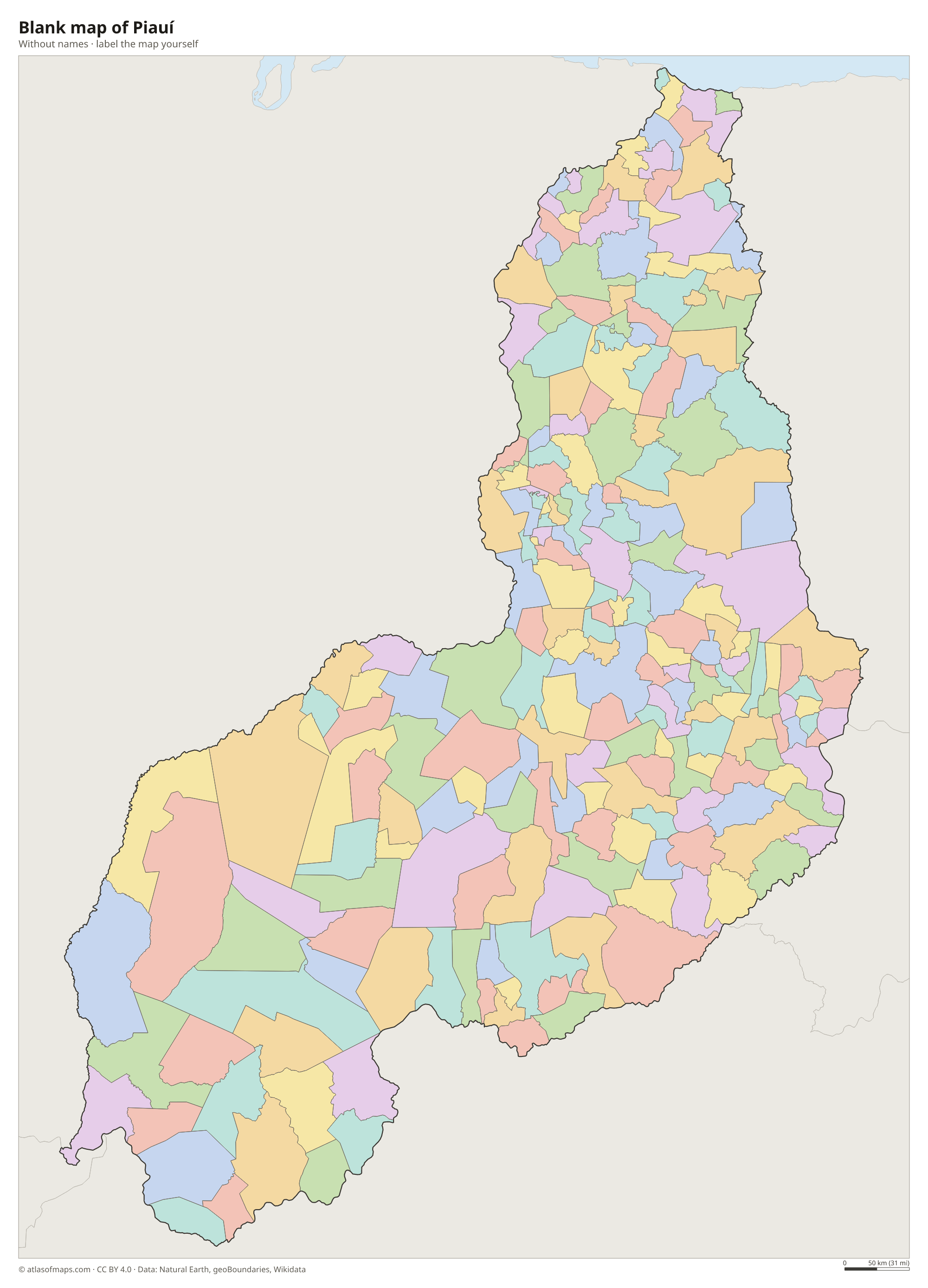 Blank map of Piauí without names
