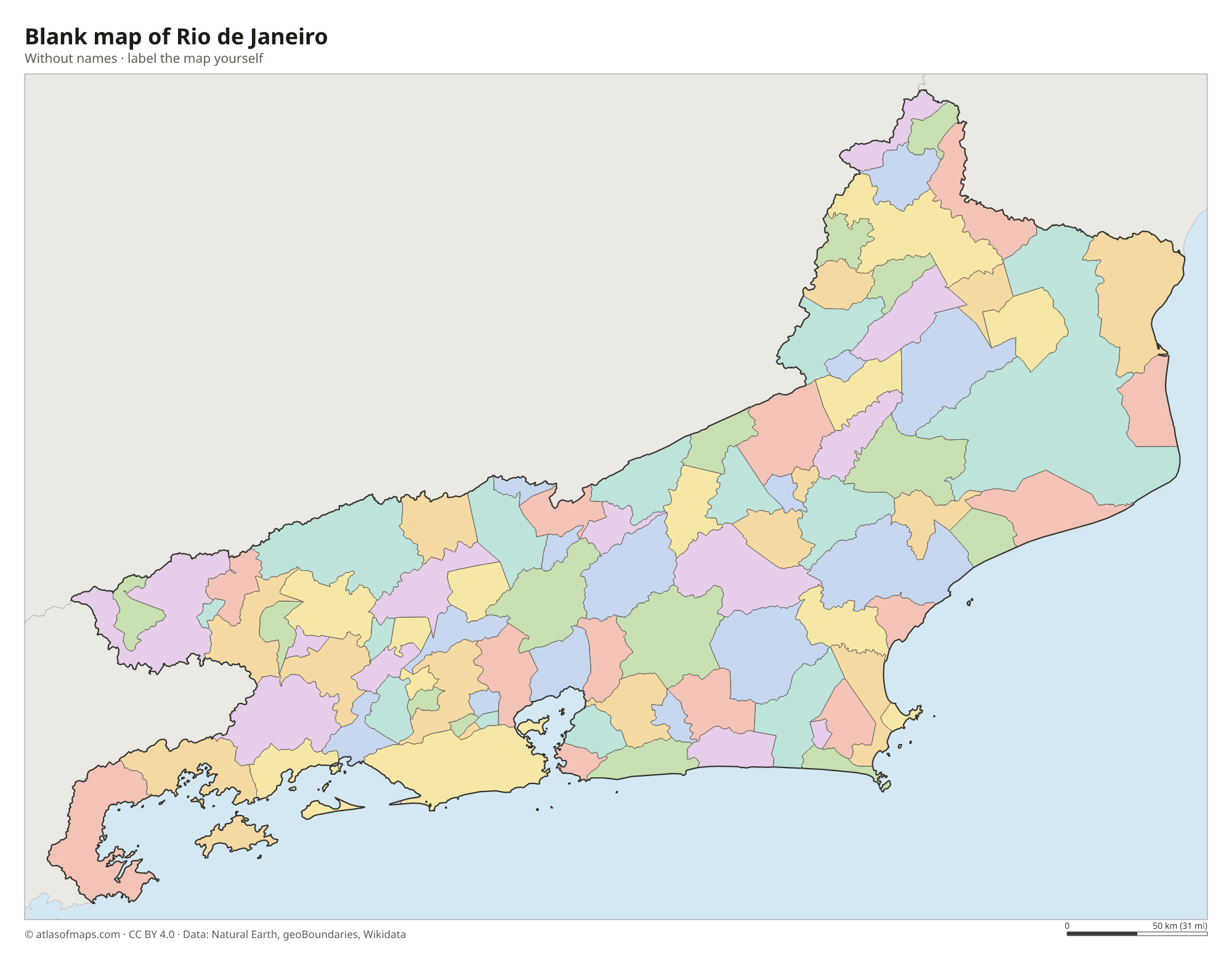 Blank map of Rio de Janeiro without names