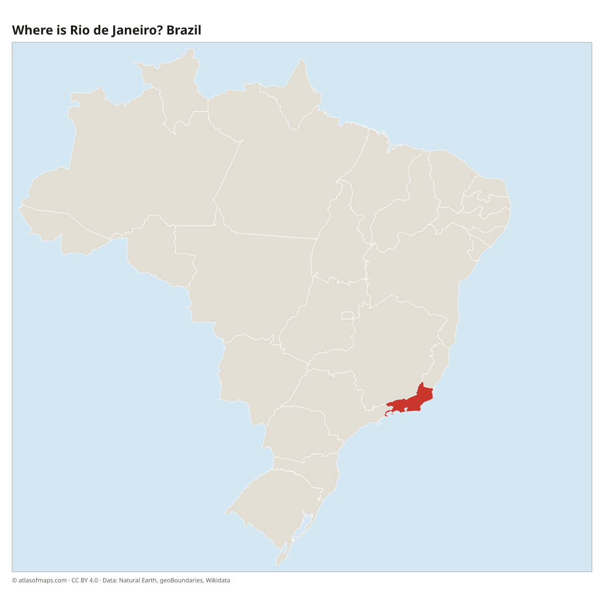 Location of Rio de Janeiro in Brazil