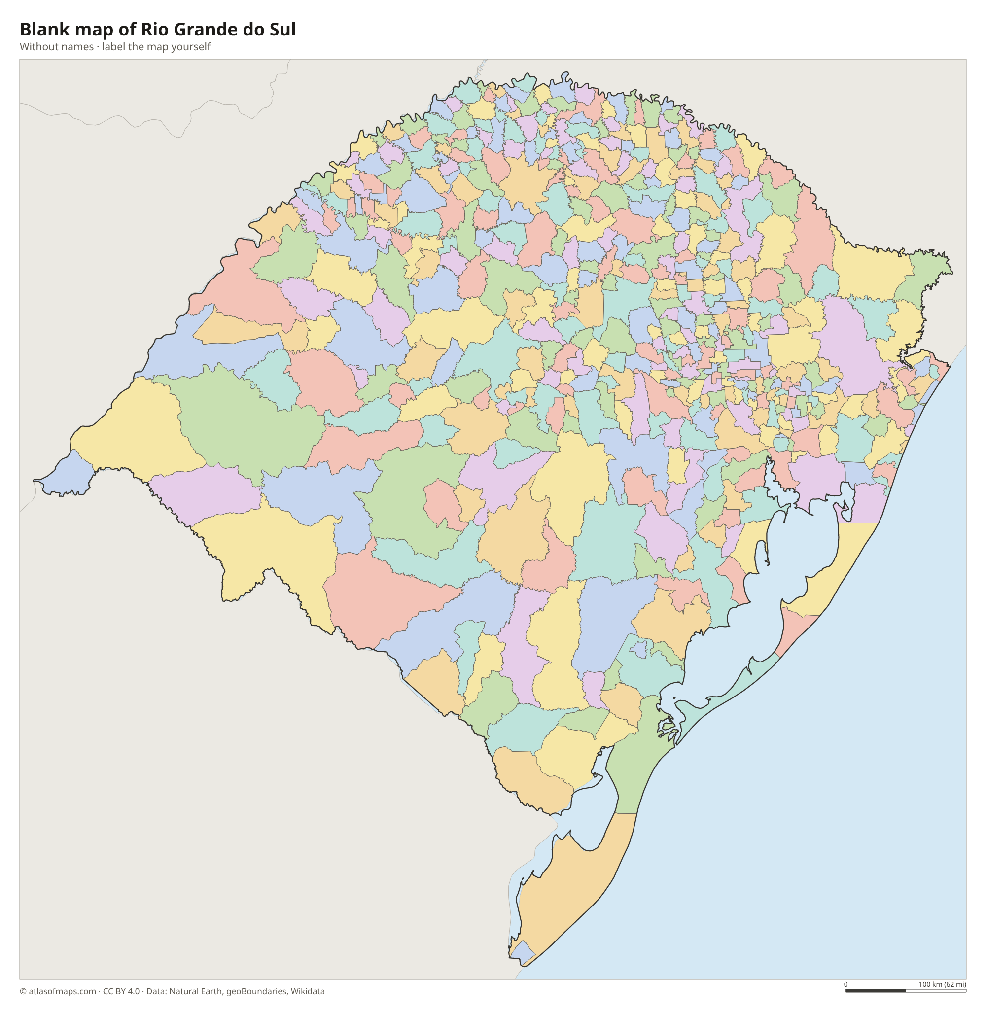 Blank map of Rio Grande do Sul without names