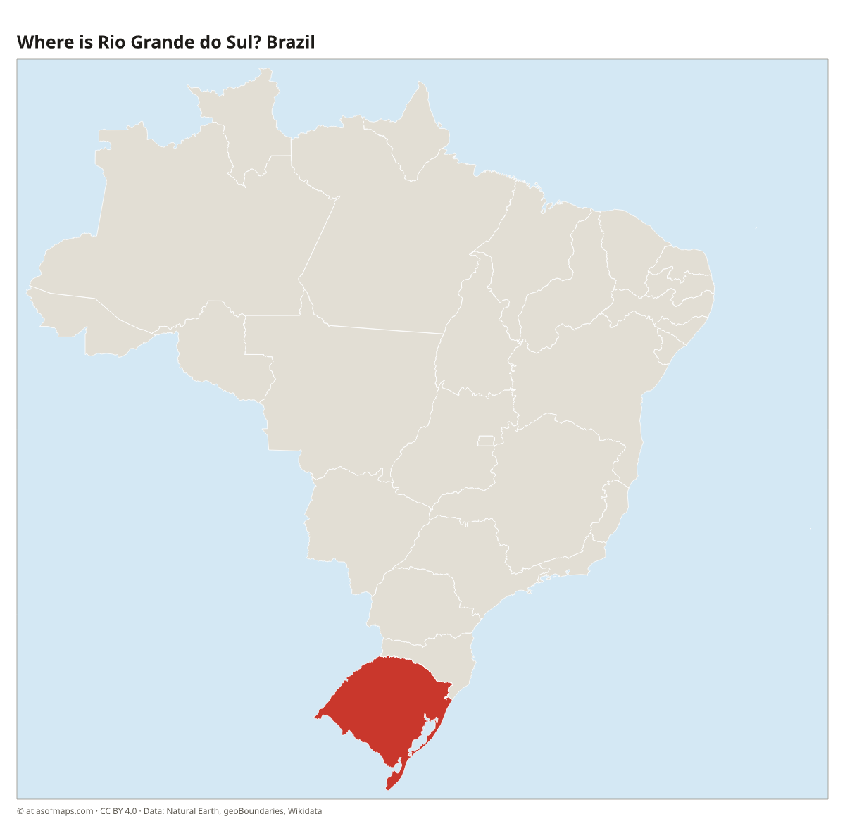 Location of Rio Grande do Sul in Brazil
