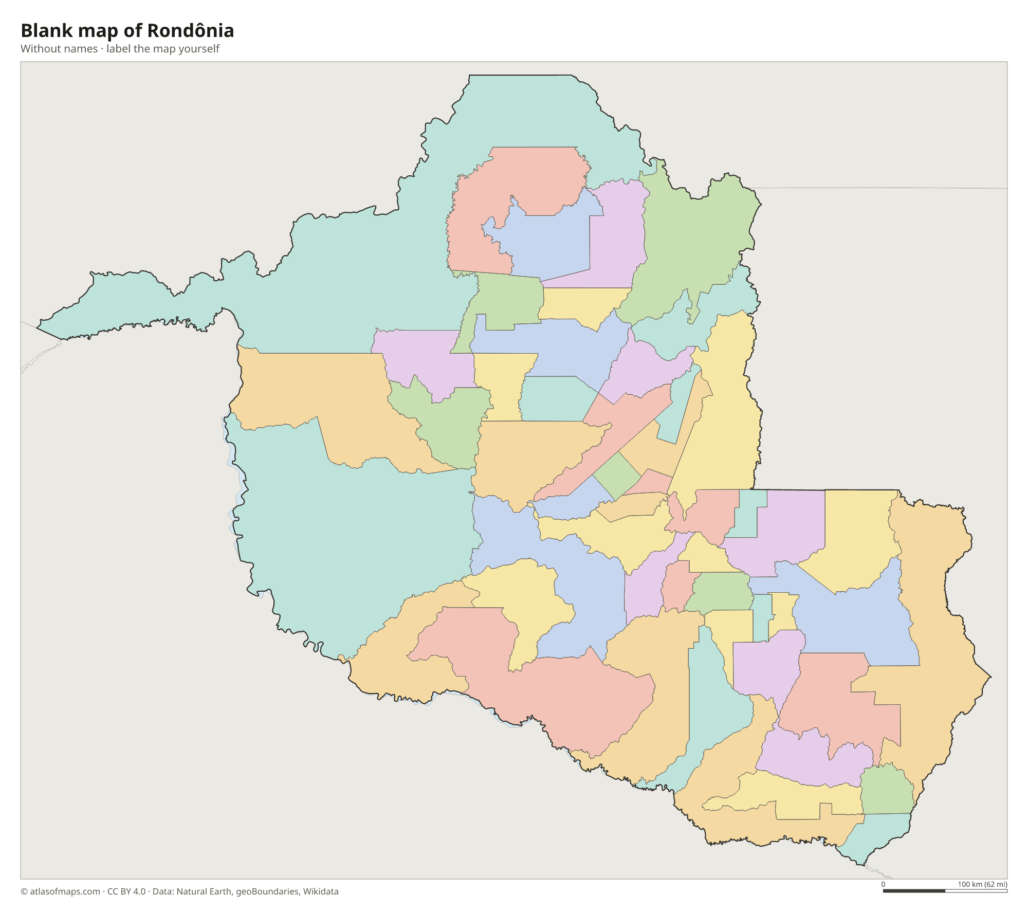 Blank map of Rondônia without names