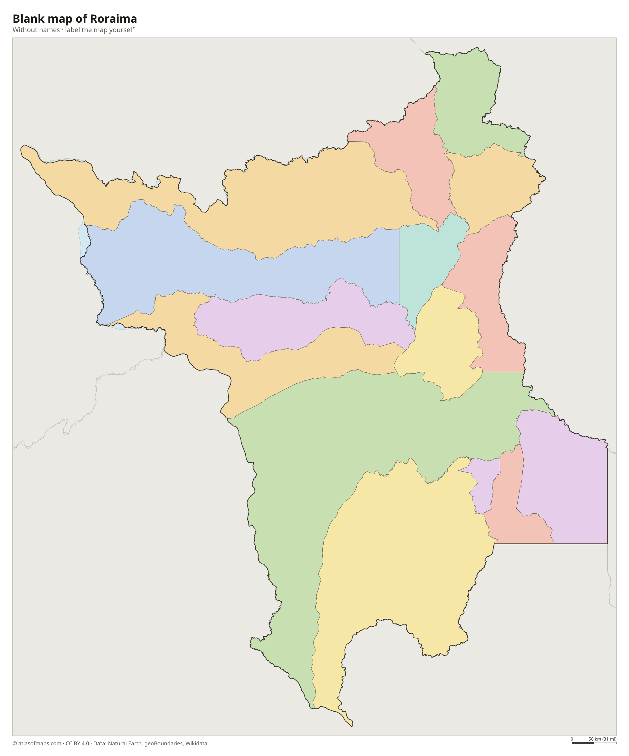 Blank map of Roraima without names