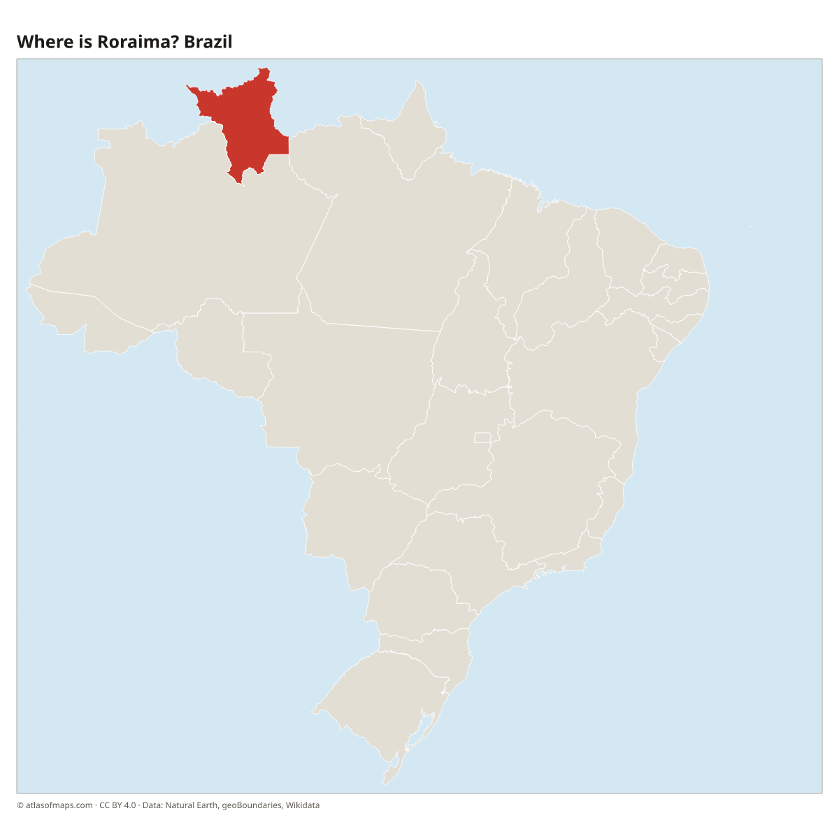 Location of Roraima in Brazil