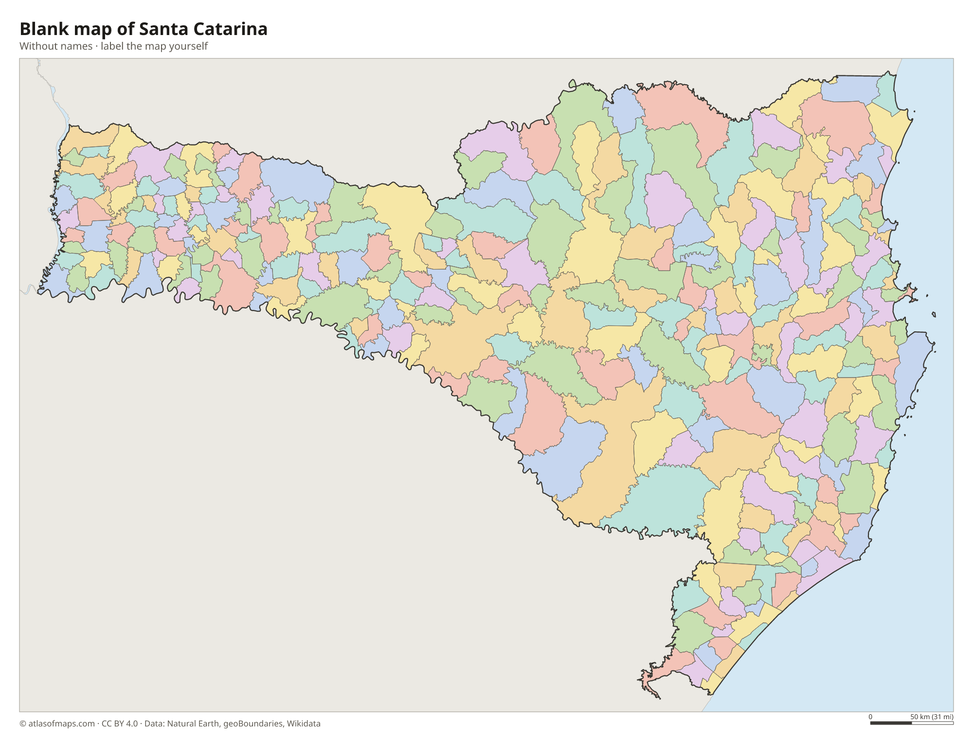 Blank map of Santa Catarina without names