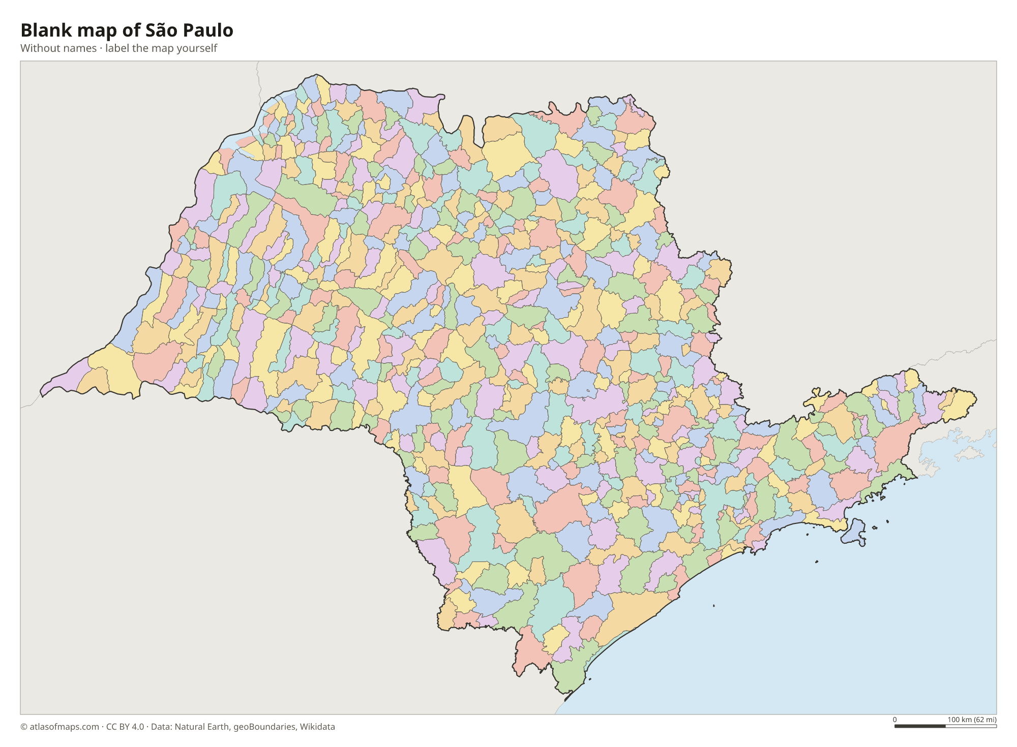 Blank map of São Paulo without names