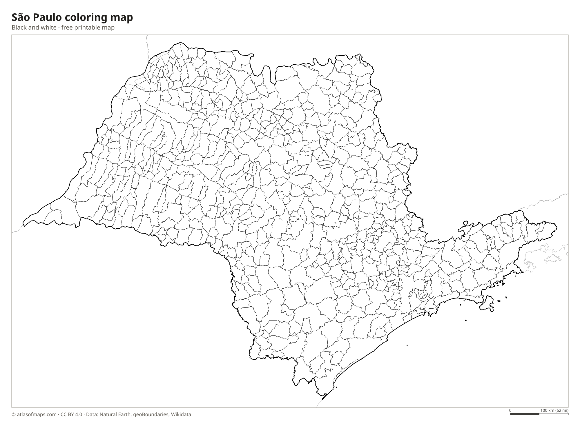 Black-and-white coloring map of São Paulo