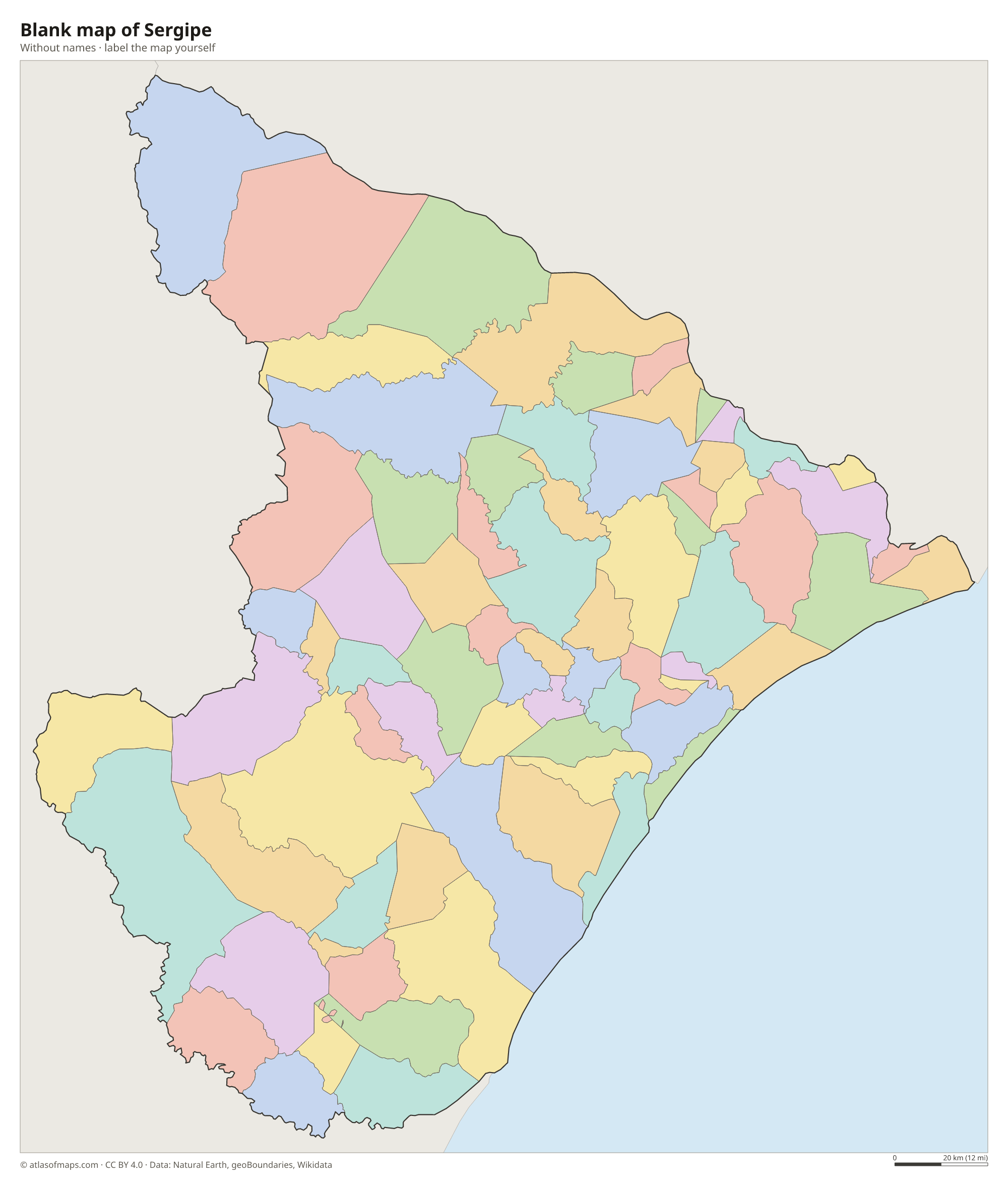 Blank map of Sergipe without names
