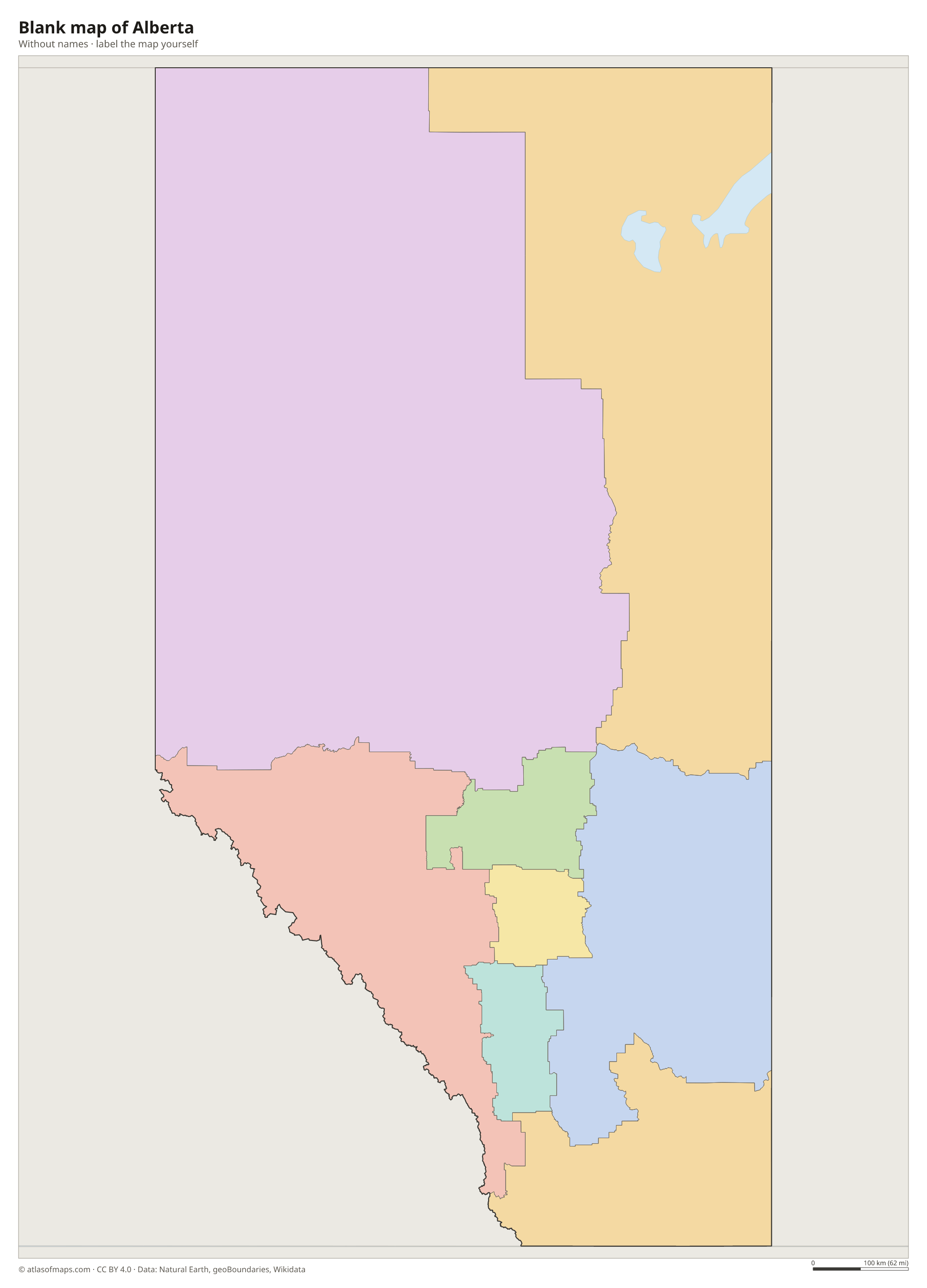 Blank map of Alberta without names