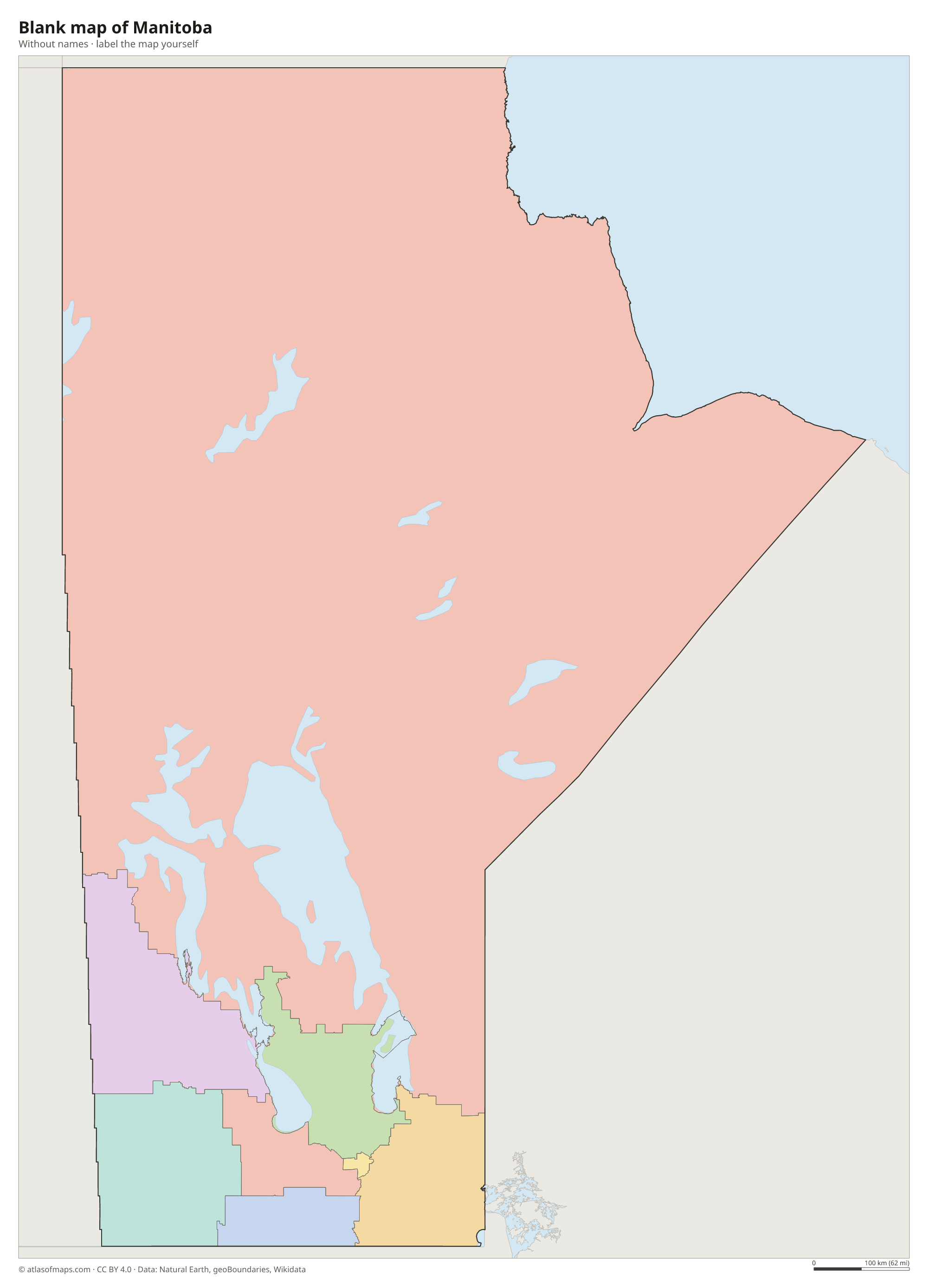 Blank map of Manitoba without names