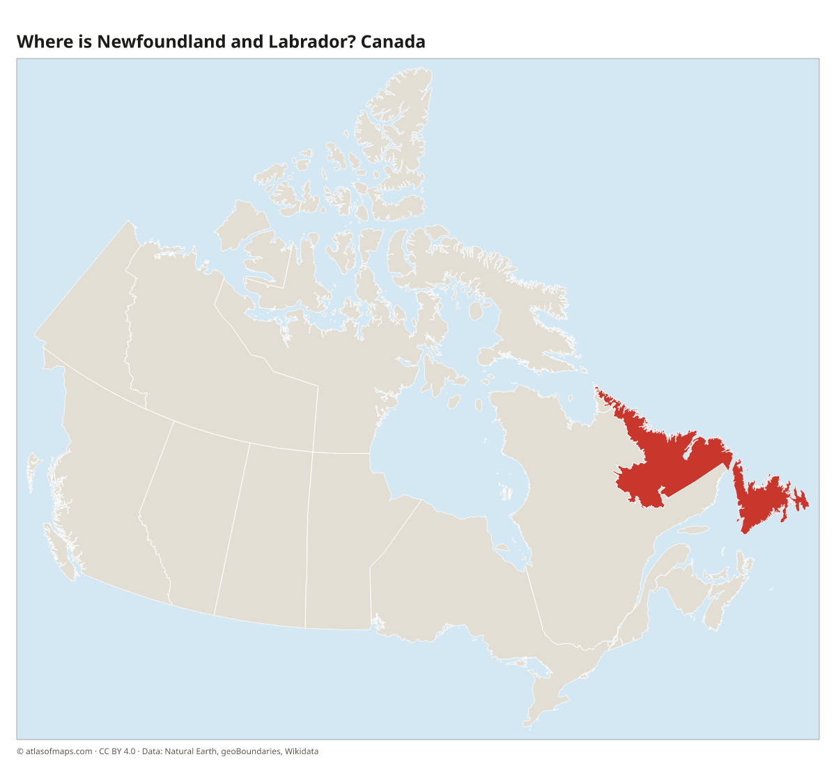 Location of Newfoundland and Labrador in Canada