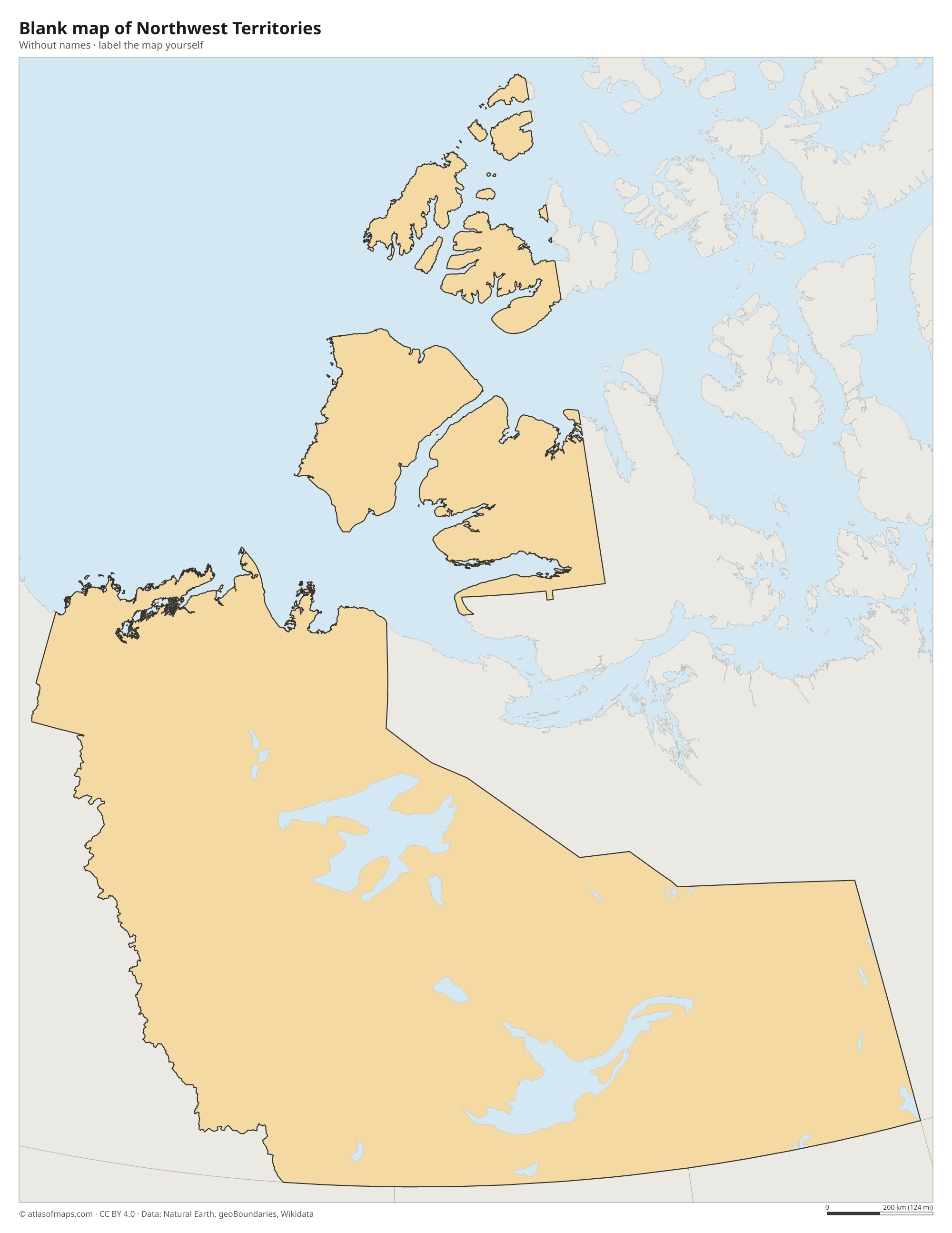 Blank map of Northwest Territories without names