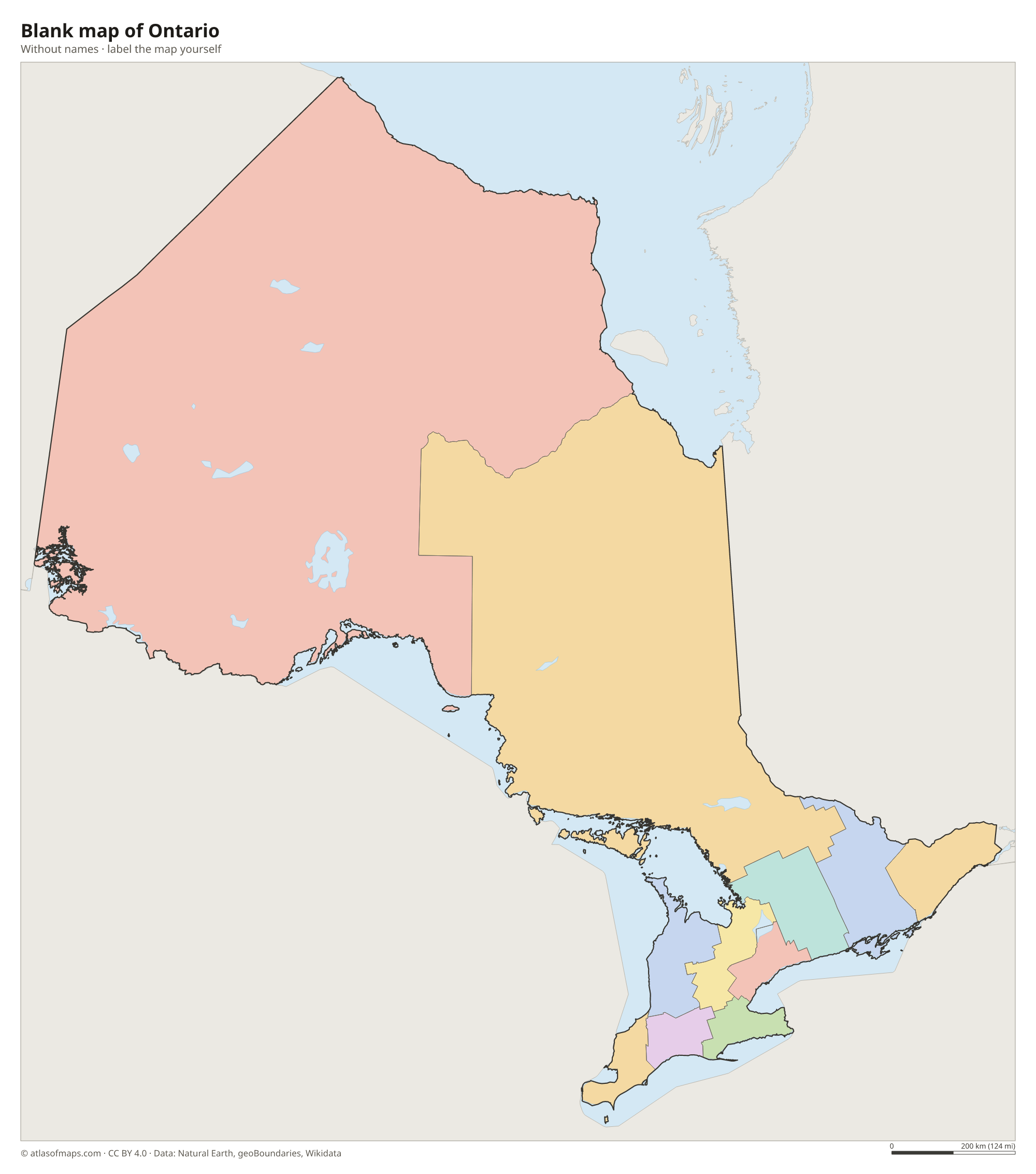 Blank map of Ontario without names