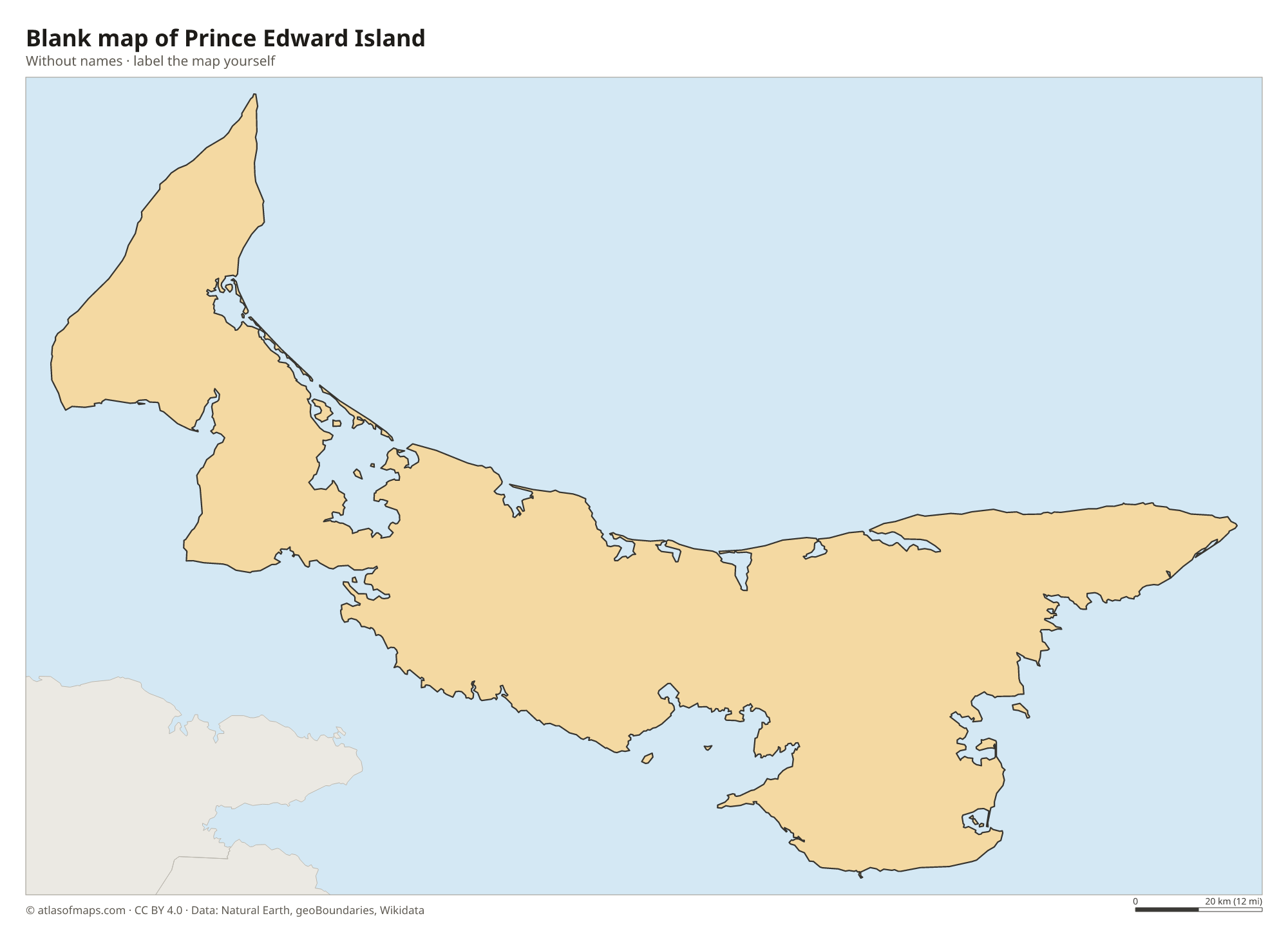 Blank map of Prince Edward Island without names