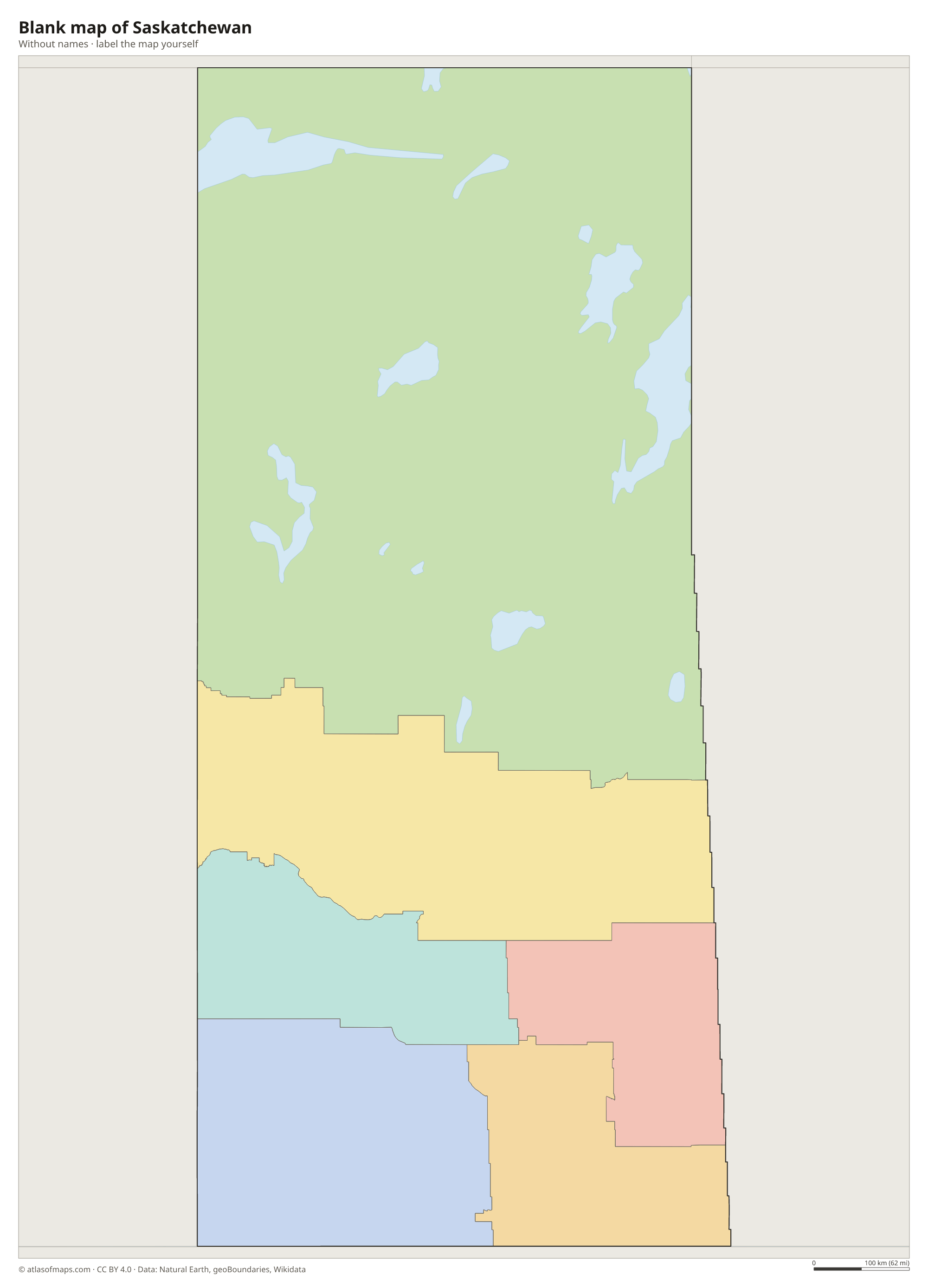 Blank map of Saskatchewan without names